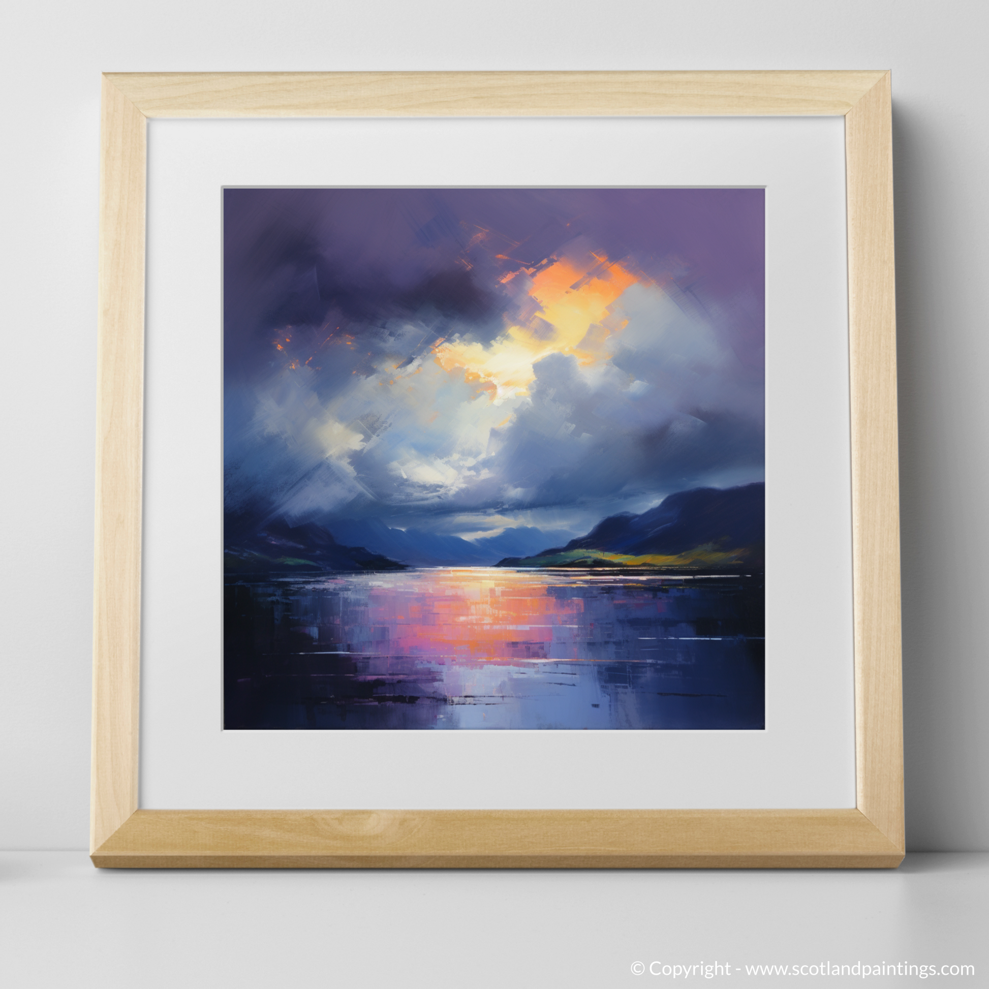 Art Print of Storm clouds above Loch Lomond with a natural frame