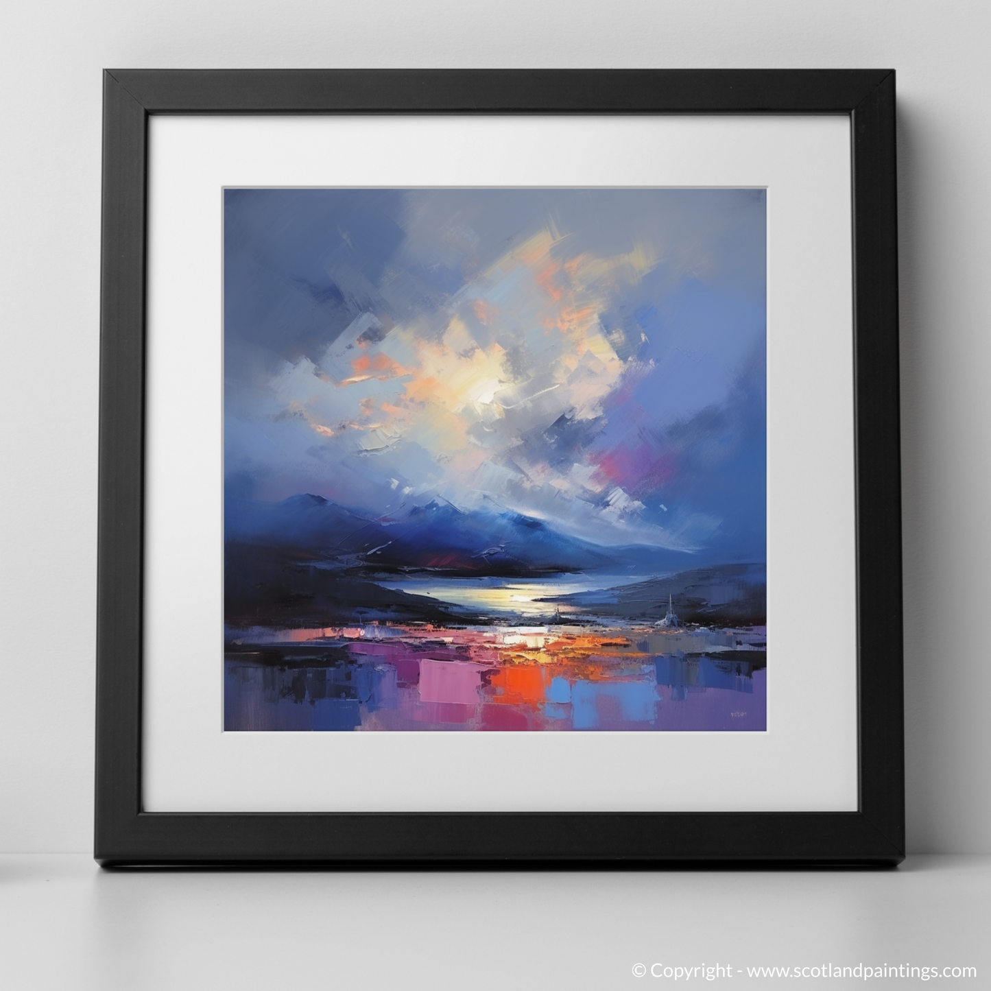 Art Print of Storm clouds above Loch Lomond with a black frame