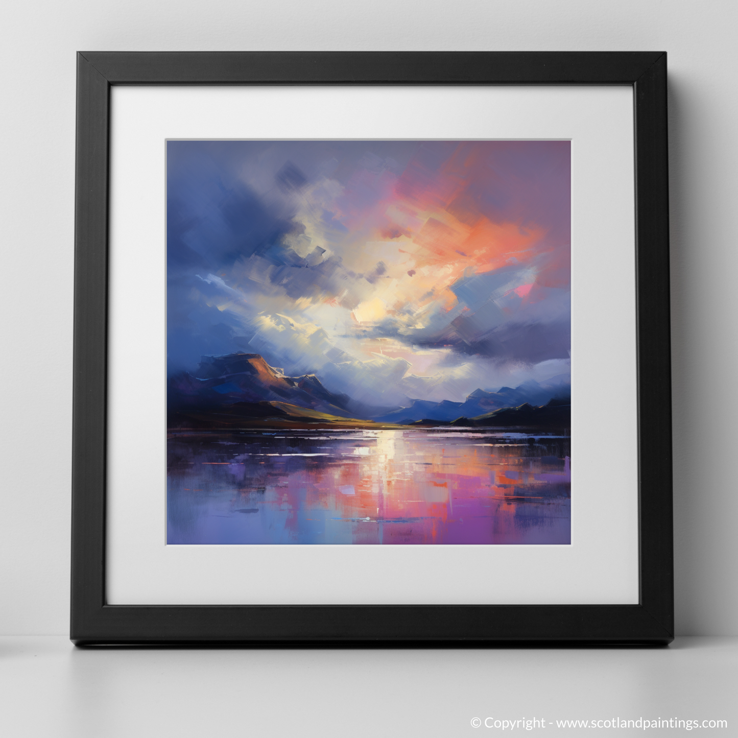 Art Print of Storm clouds above Loch Lomond with a black frame