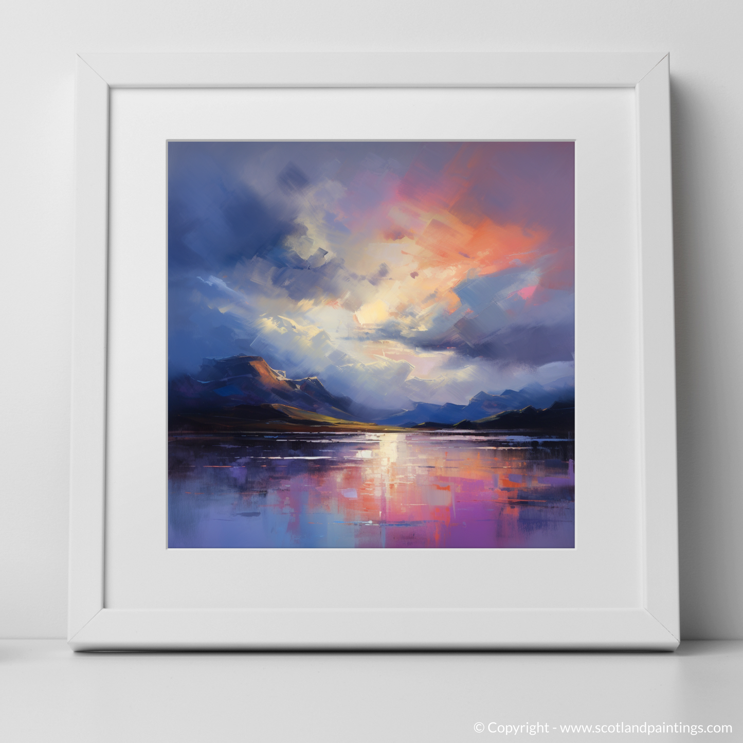 Art Print of Storm clouds above Loch Lomond with a white frame