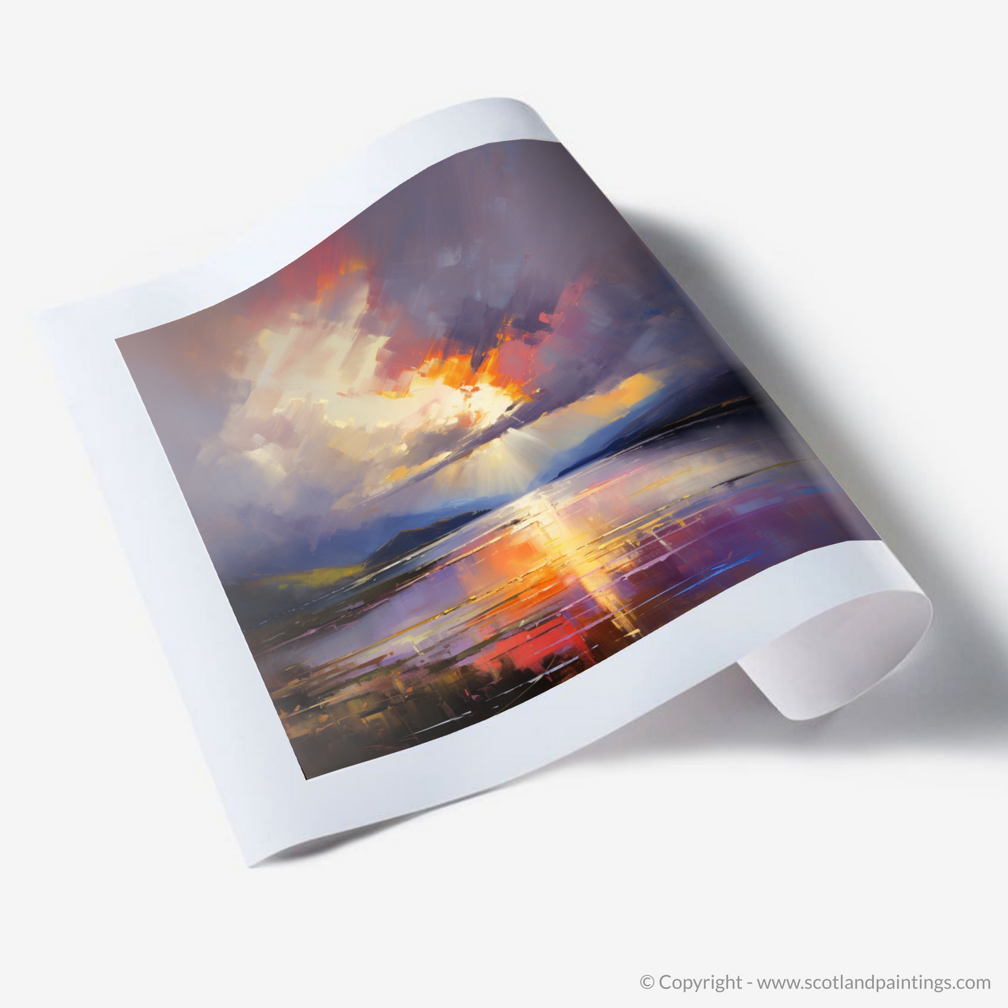 Art Print of Sun rays through clouds above Loch Lomond