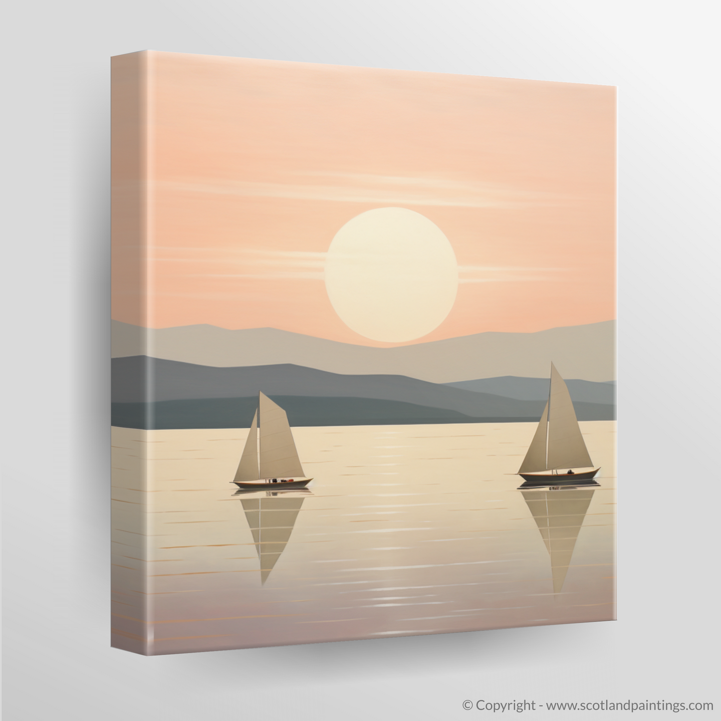 Canvas Print of Sailing boats on Loch Lomond at sunset