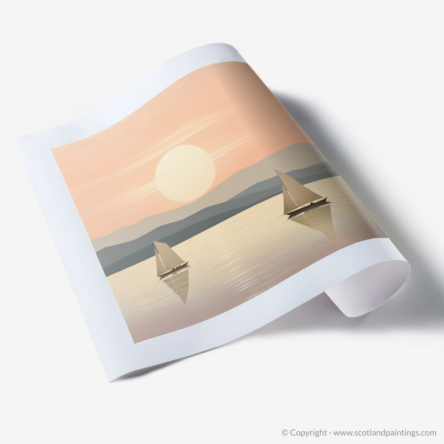 Art Print of Sailing boats on Loch Lomond at sunset