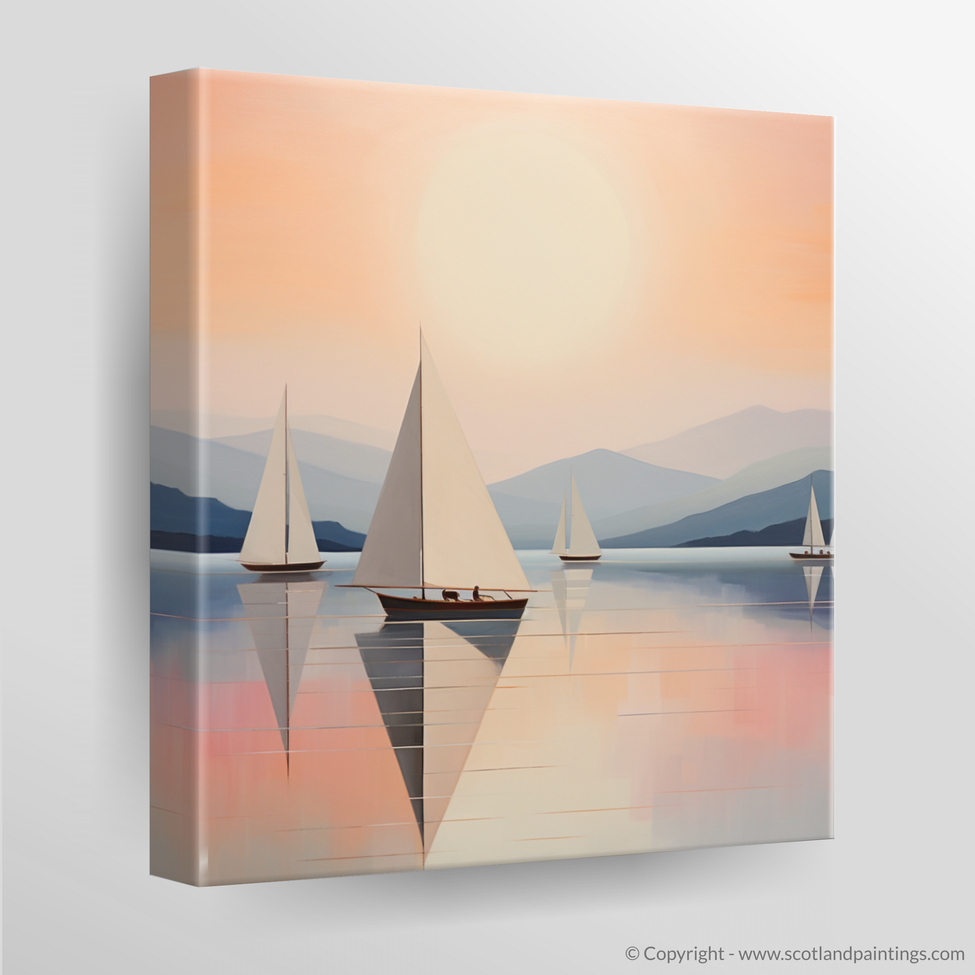 Canvas Print of Sailing boats on Loch Lomond at sunset