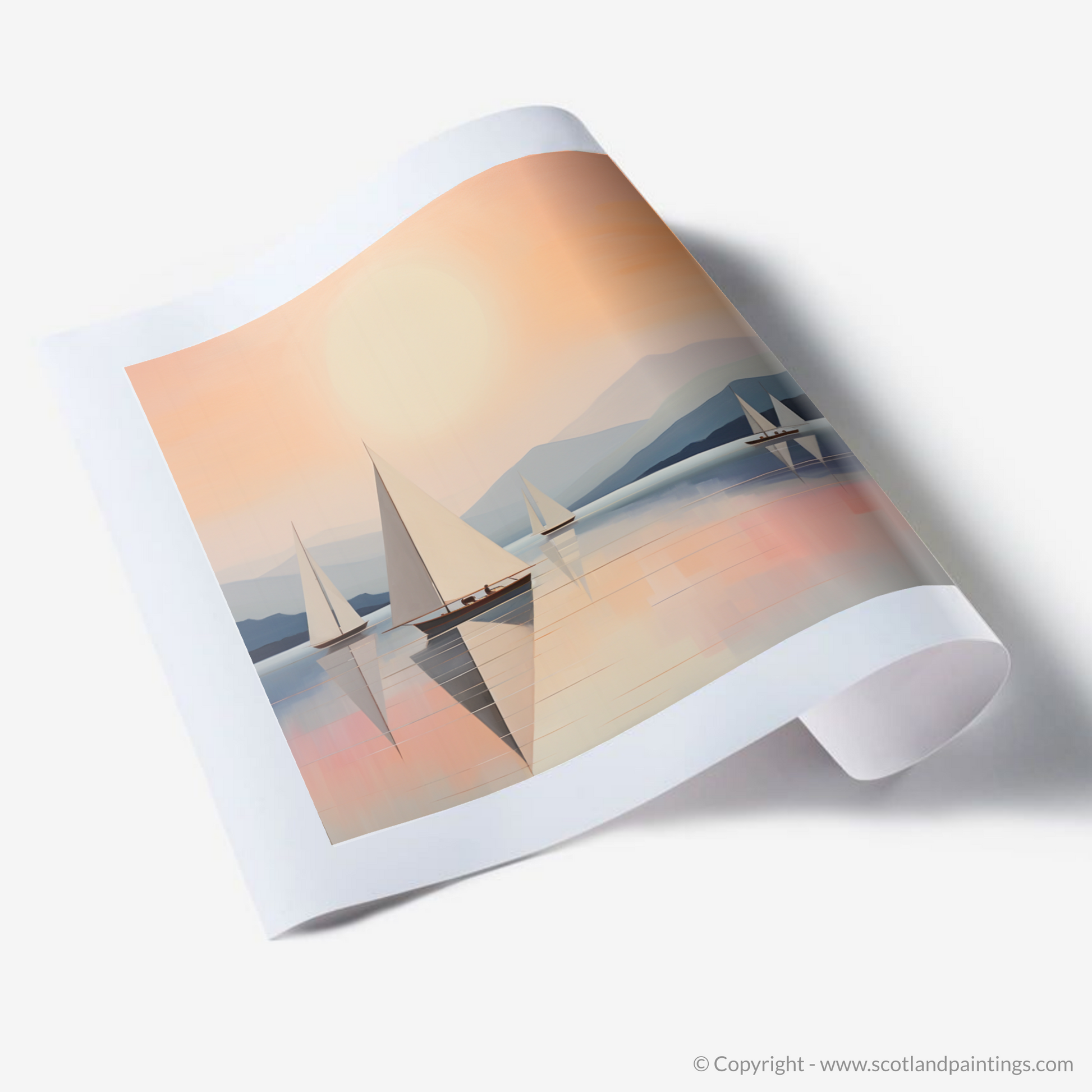 Art Print of Sailing boats on Loch Lomond at sunset