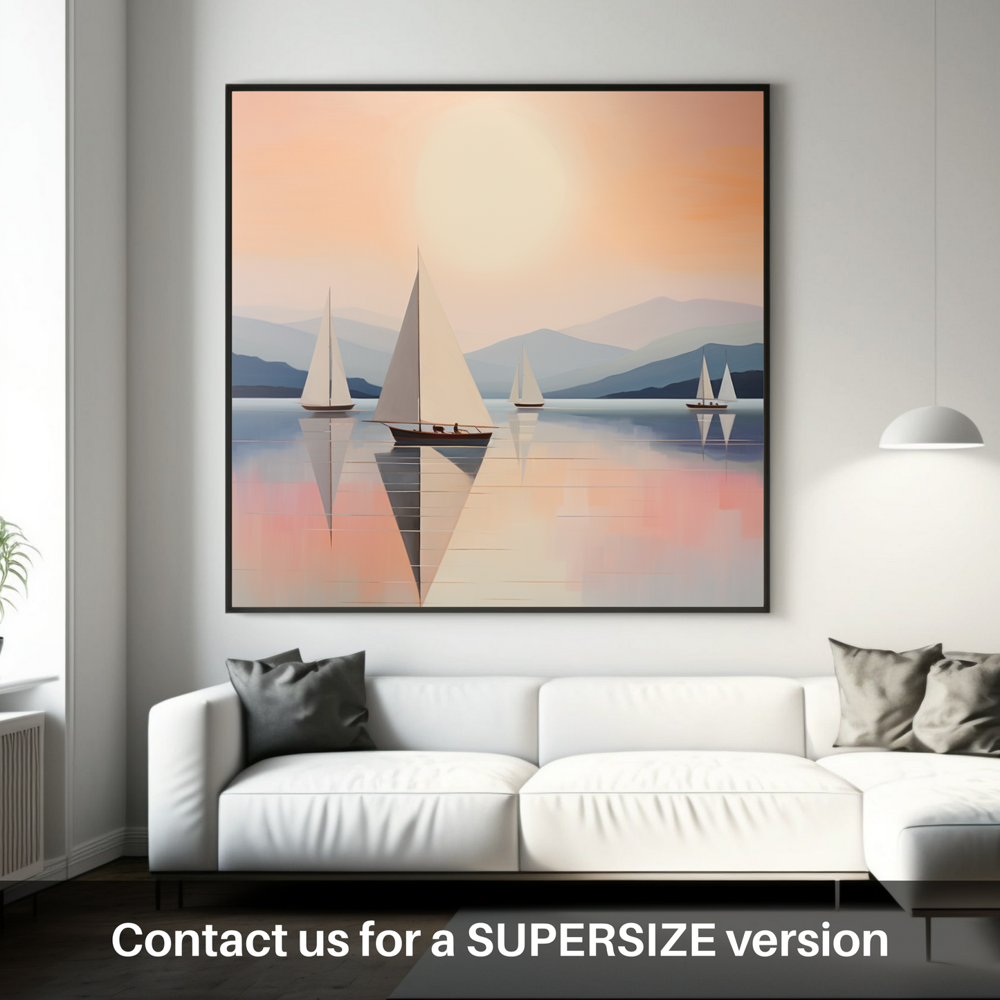 Huge supersize print of Sailing boats on Loch Lomond at sunset