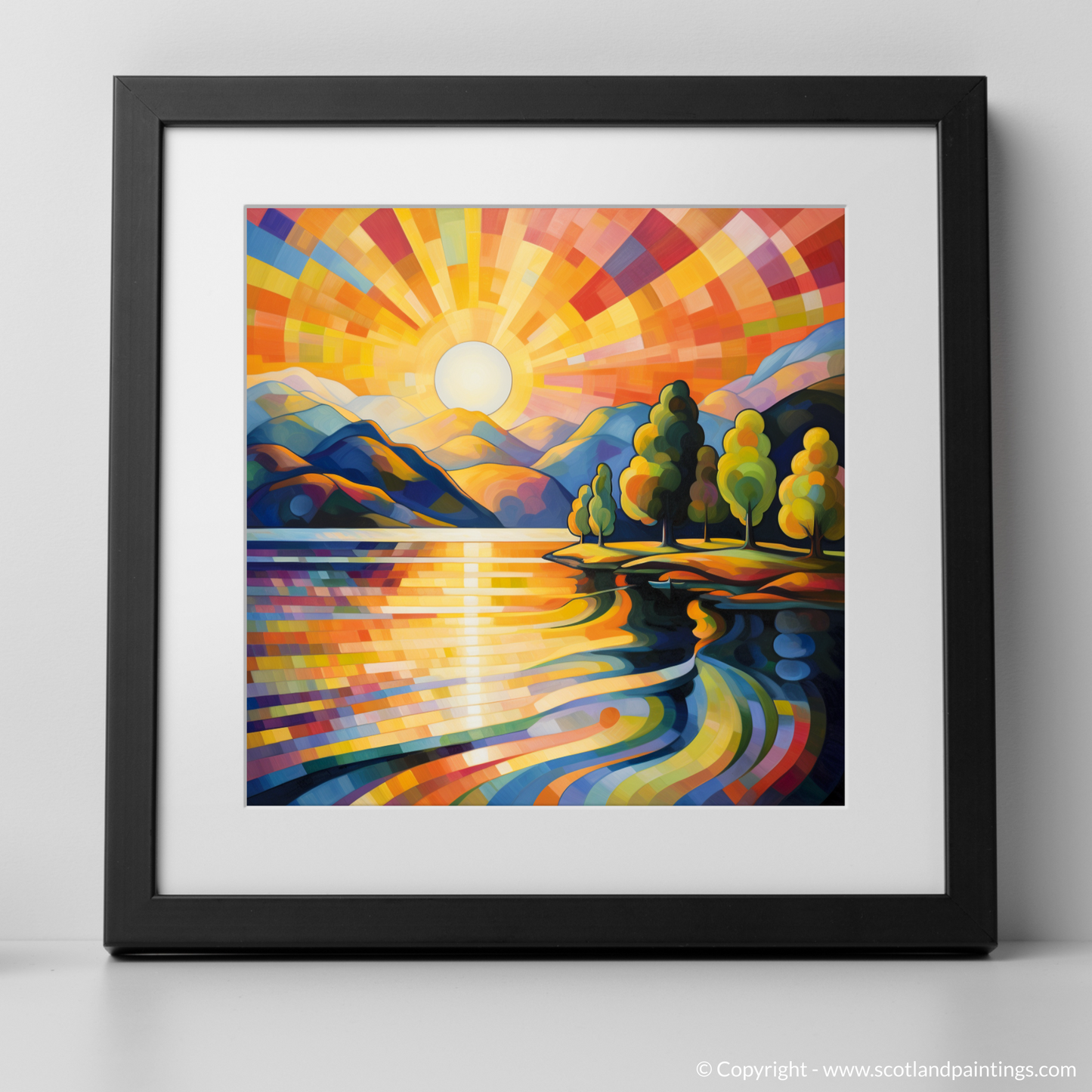 Art Print of Golden hour at Loch Lomond with a black frame