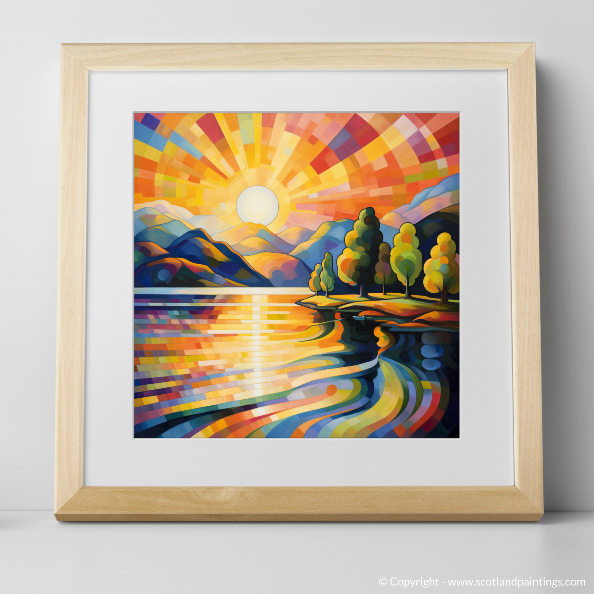 Art Print of Golden hour at Loch Lomond with a natural frame