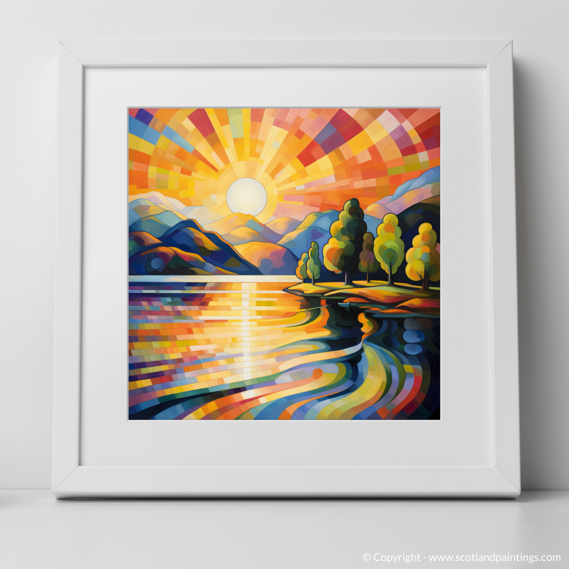 Art Print of Golden hour at Loch Lomond with a white frame