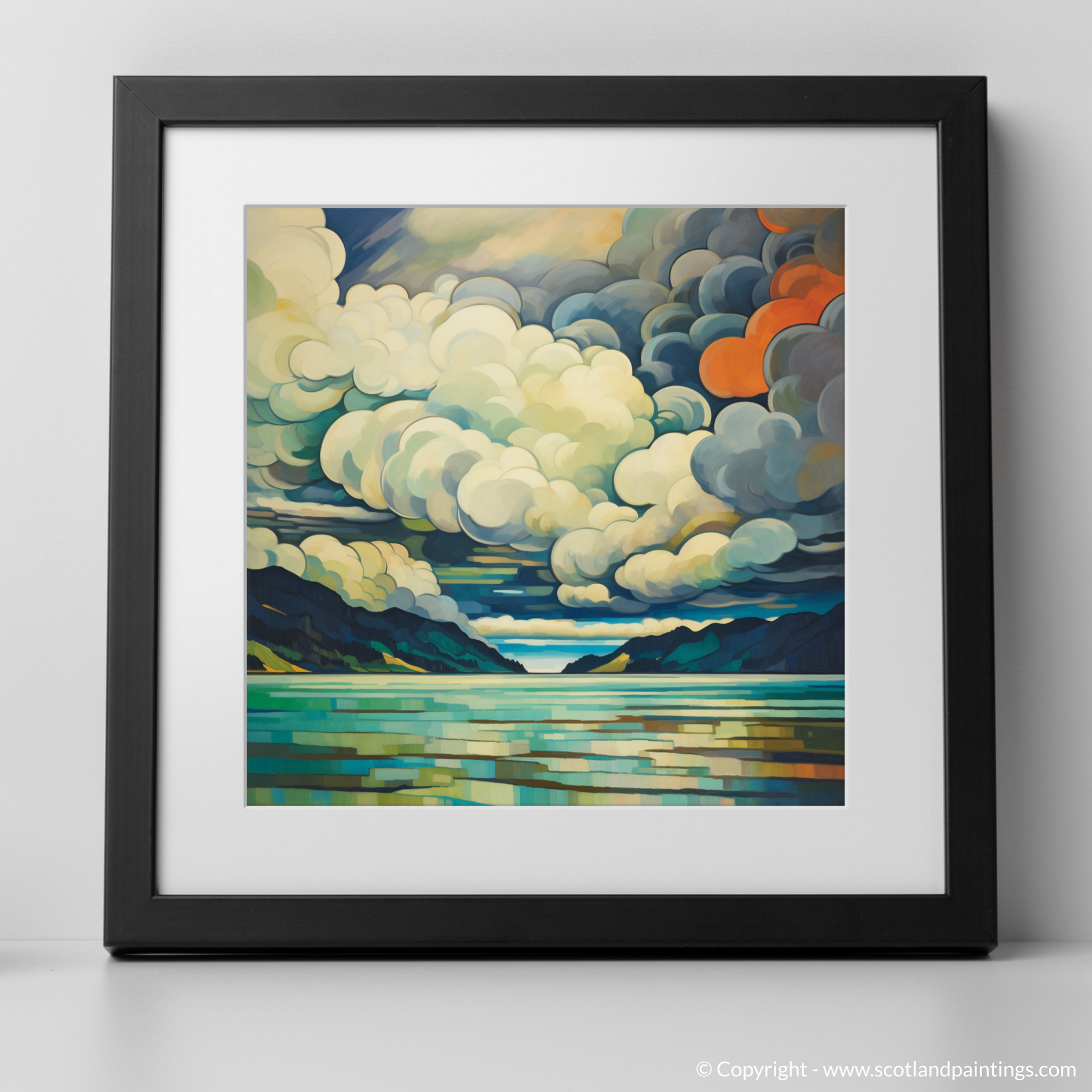 Art Print of Storm clouds above Loch Lomond with a black frame