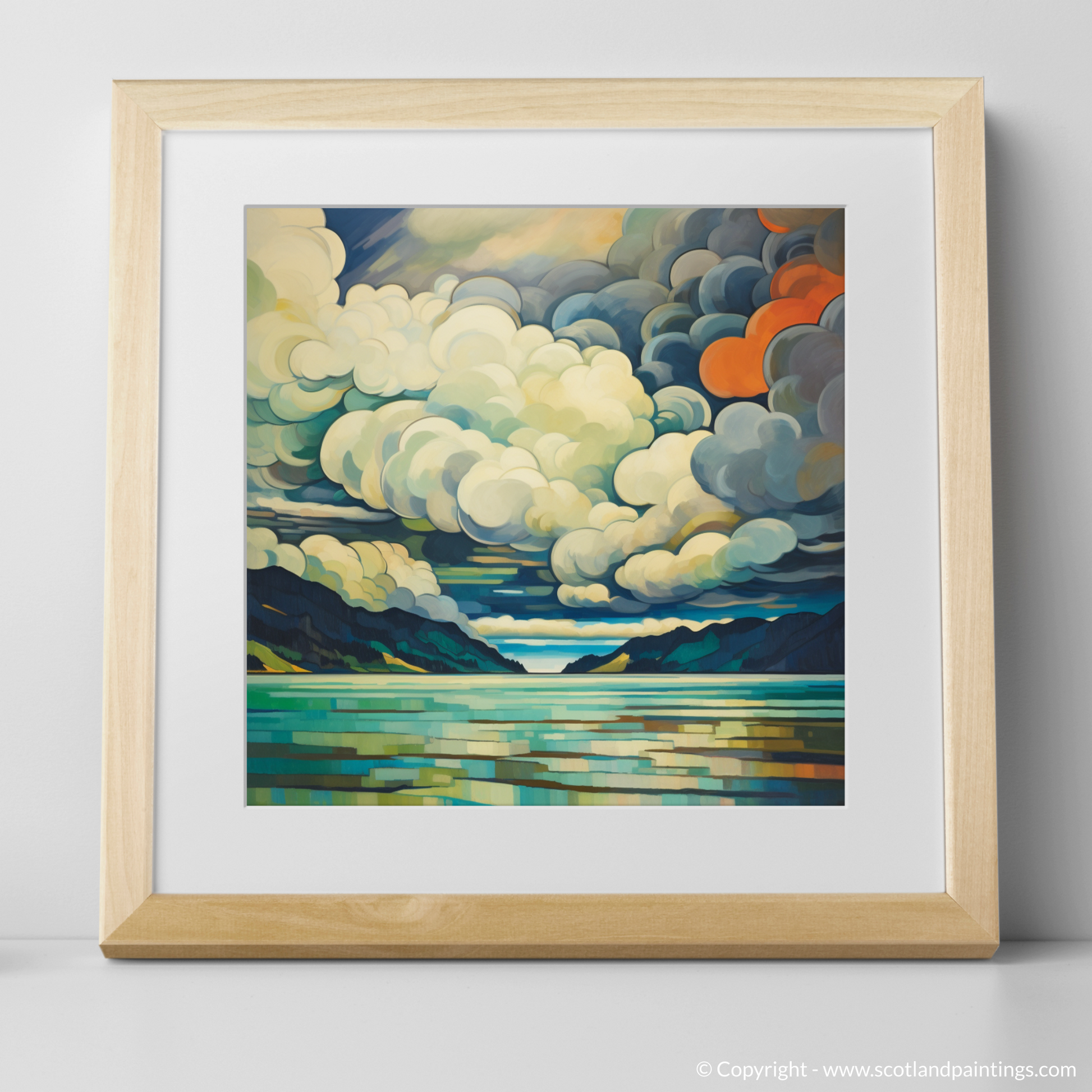 Art Print of Storm clouds above Loch Lomond with a natural frame