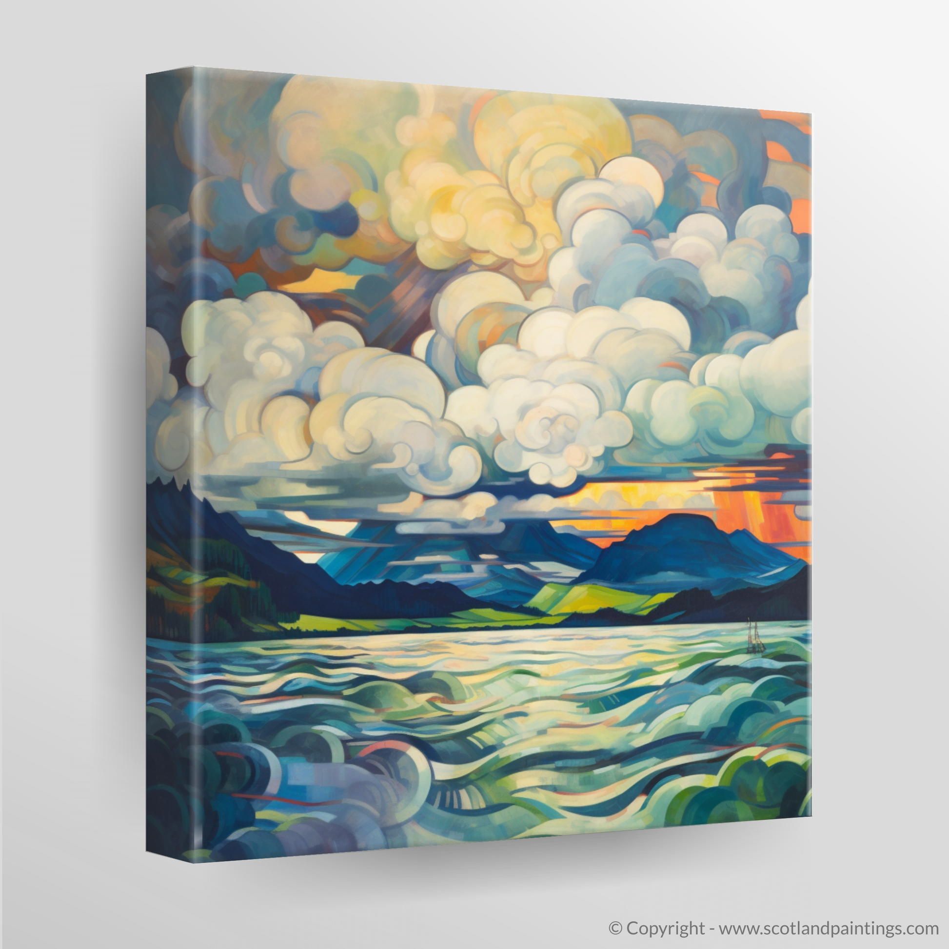 Canvas Print of Storm clouds above Loch Lomond