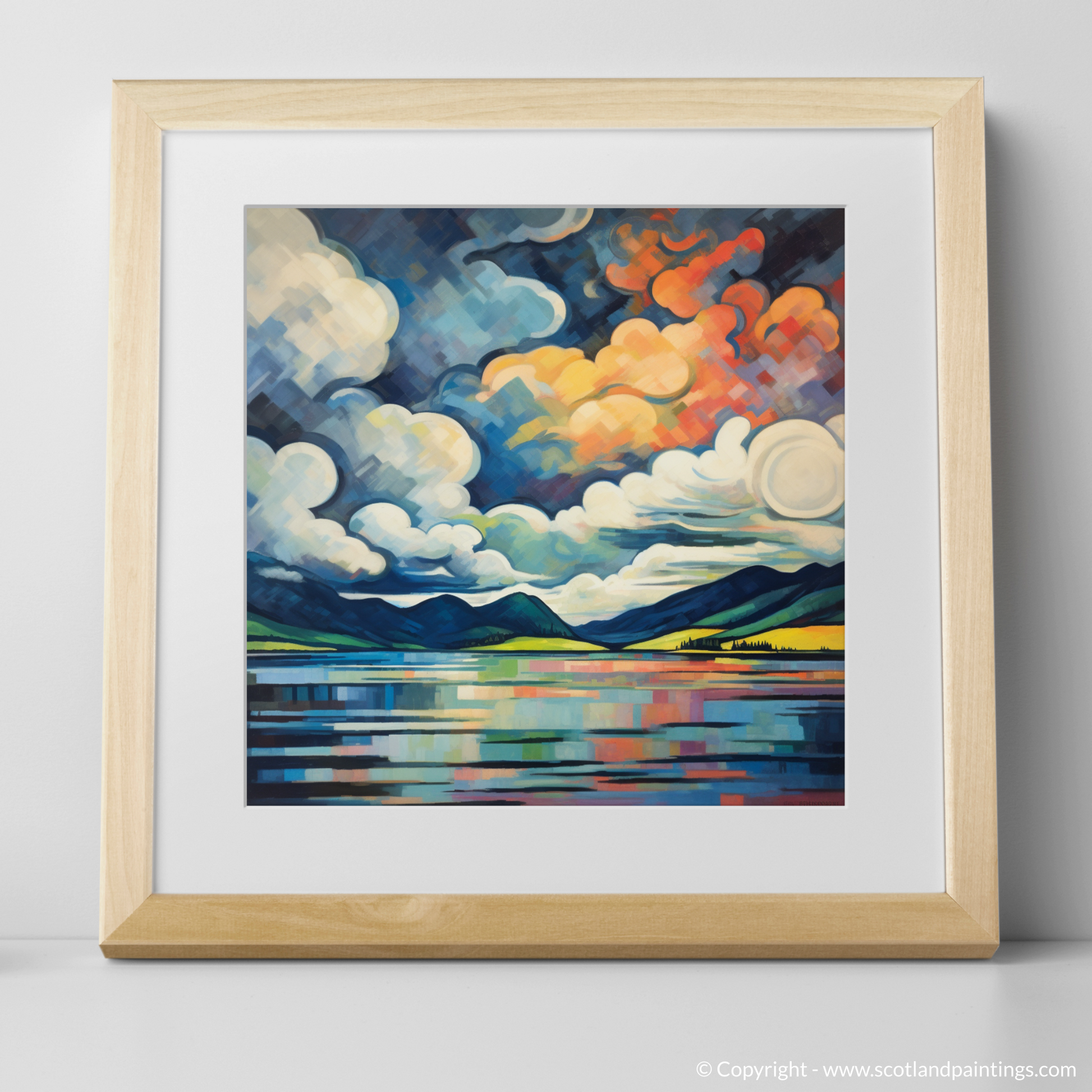 Art Print of Storm clouds above Loch Lomond with a natural frame