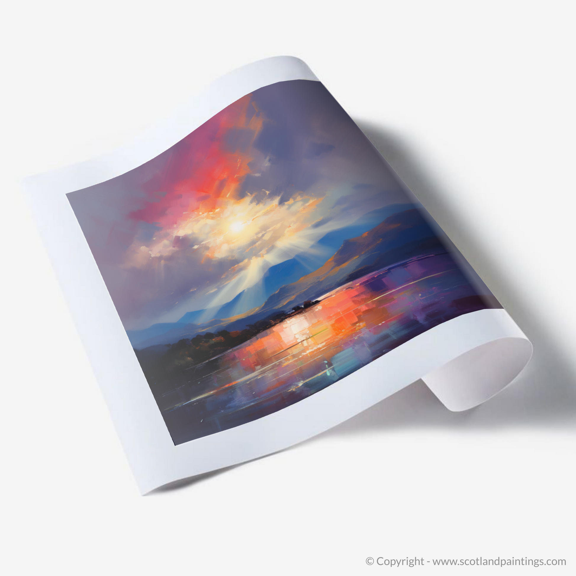 Art Print of Crepuscular rays above Loch Lomond