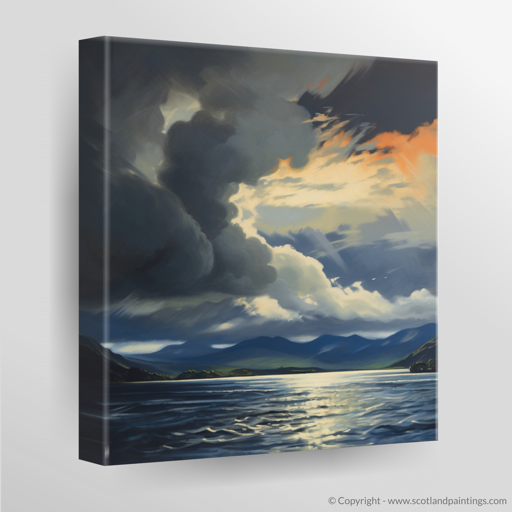 Canvas Print of Storm clouds above Loch Lomond