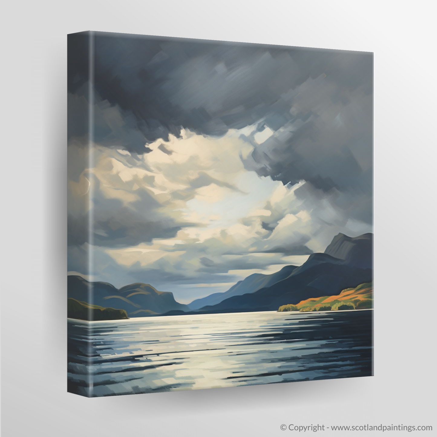 Canvas Print of Storm clouds above Loch Lomond