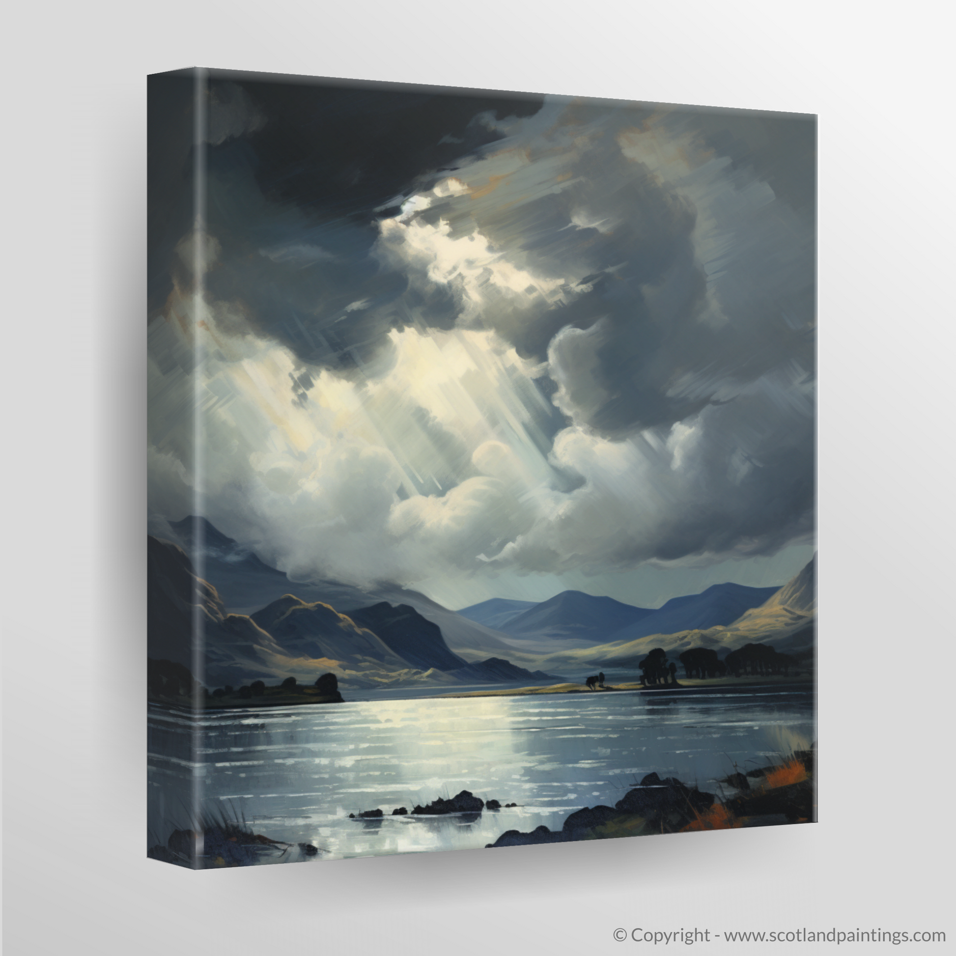 Canvas Print of Storm clouds above Loch Lomond