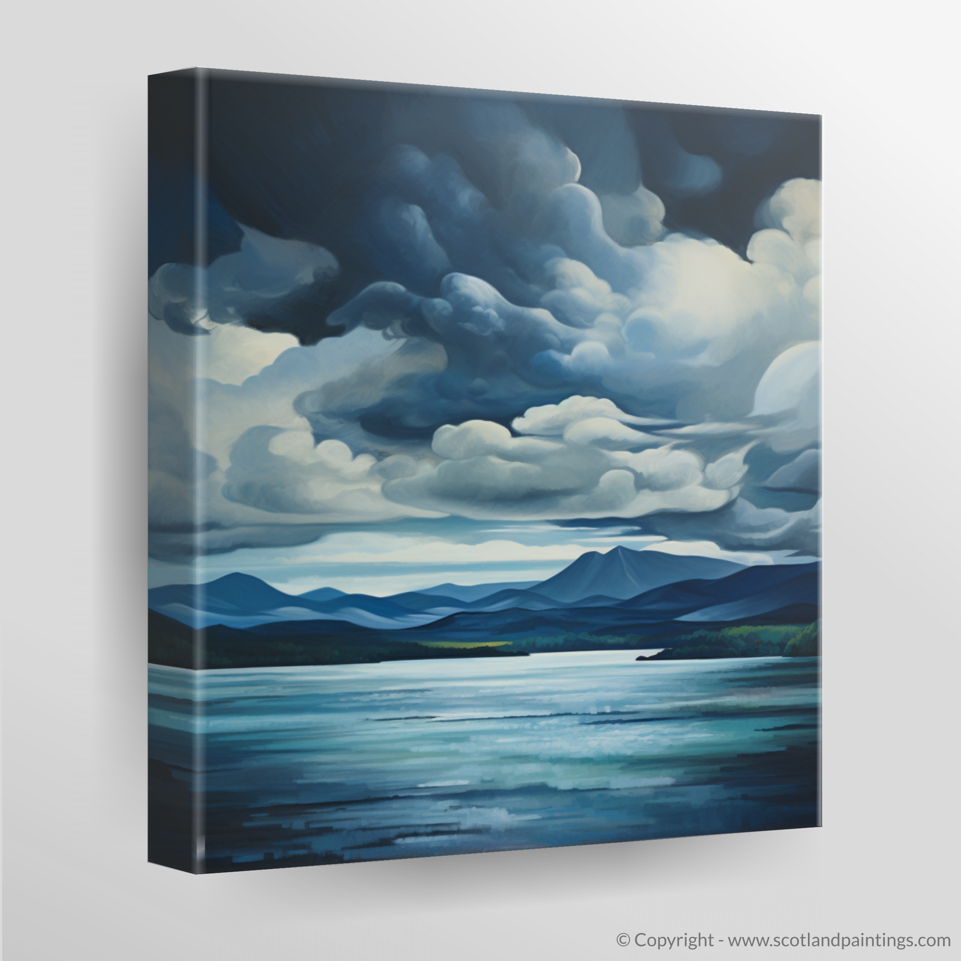 Canvas Print of Storm clouds above Loch Lomond