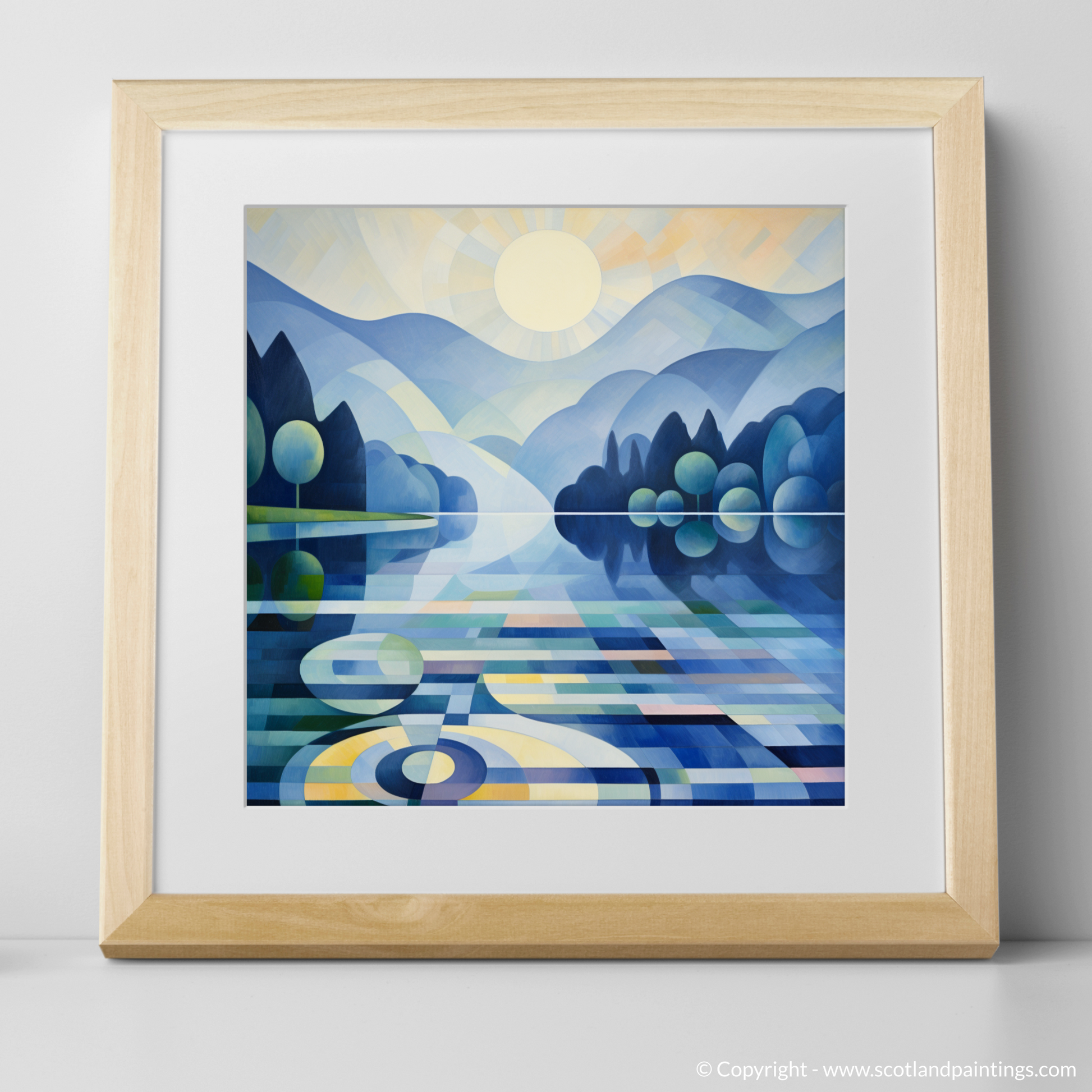 Art Print of Misty morning on Loch Lomond with a natural frame