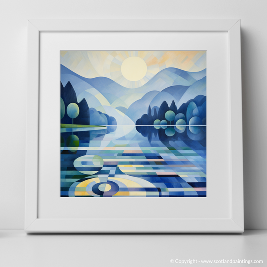 Art Print of Misty morning on Loch Lomond with a white frame