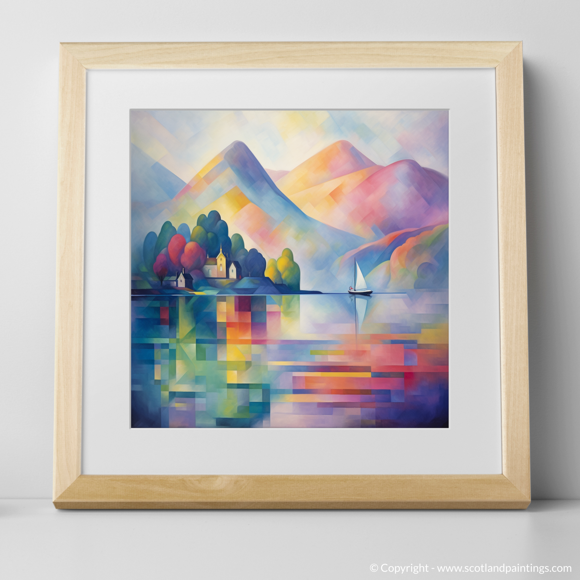 Art Print of Misty morning on Loch Lomond with a natural frame