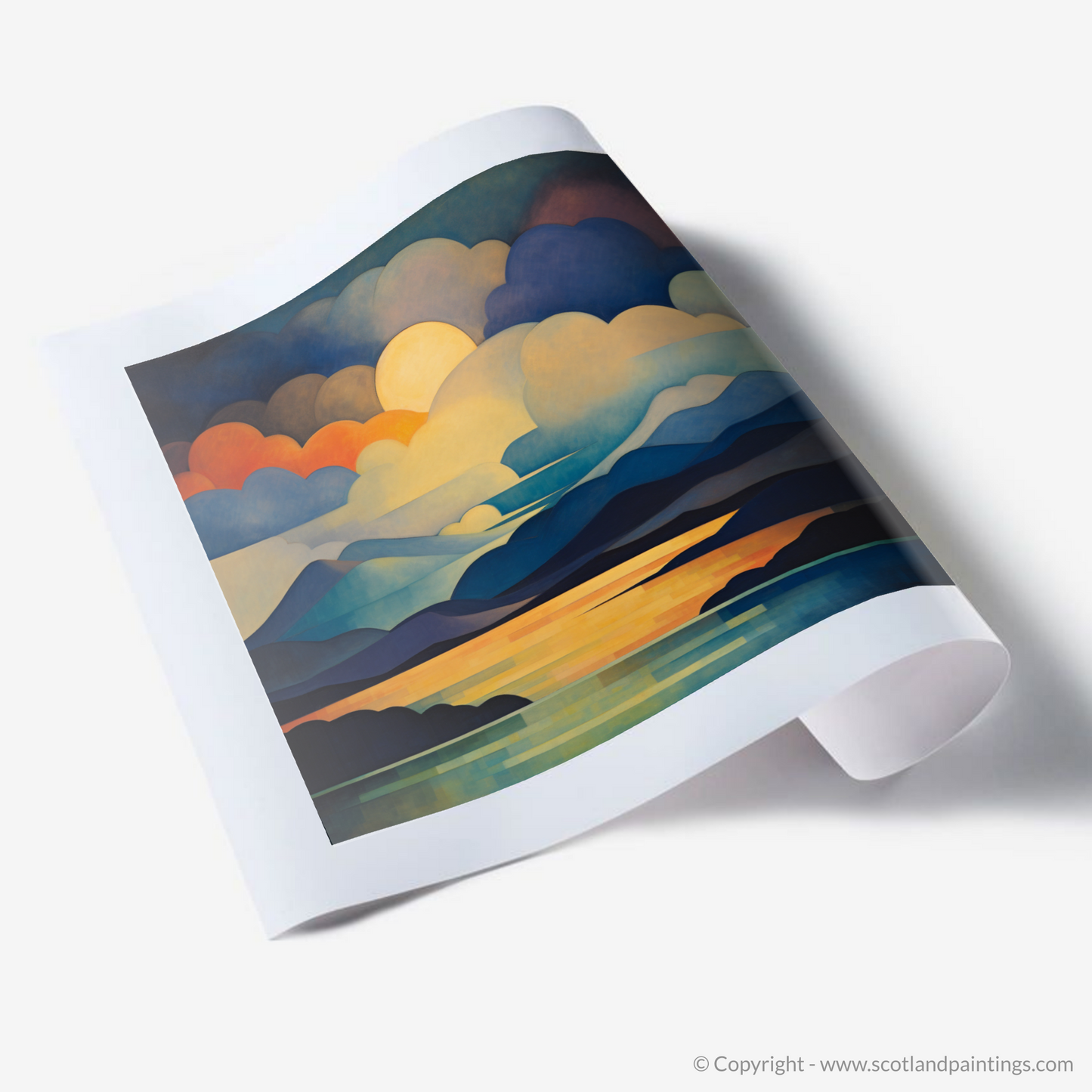 Painting and Art Print of A huge sky above Loch Lomond. Abstract Skies over Loch Lomond.