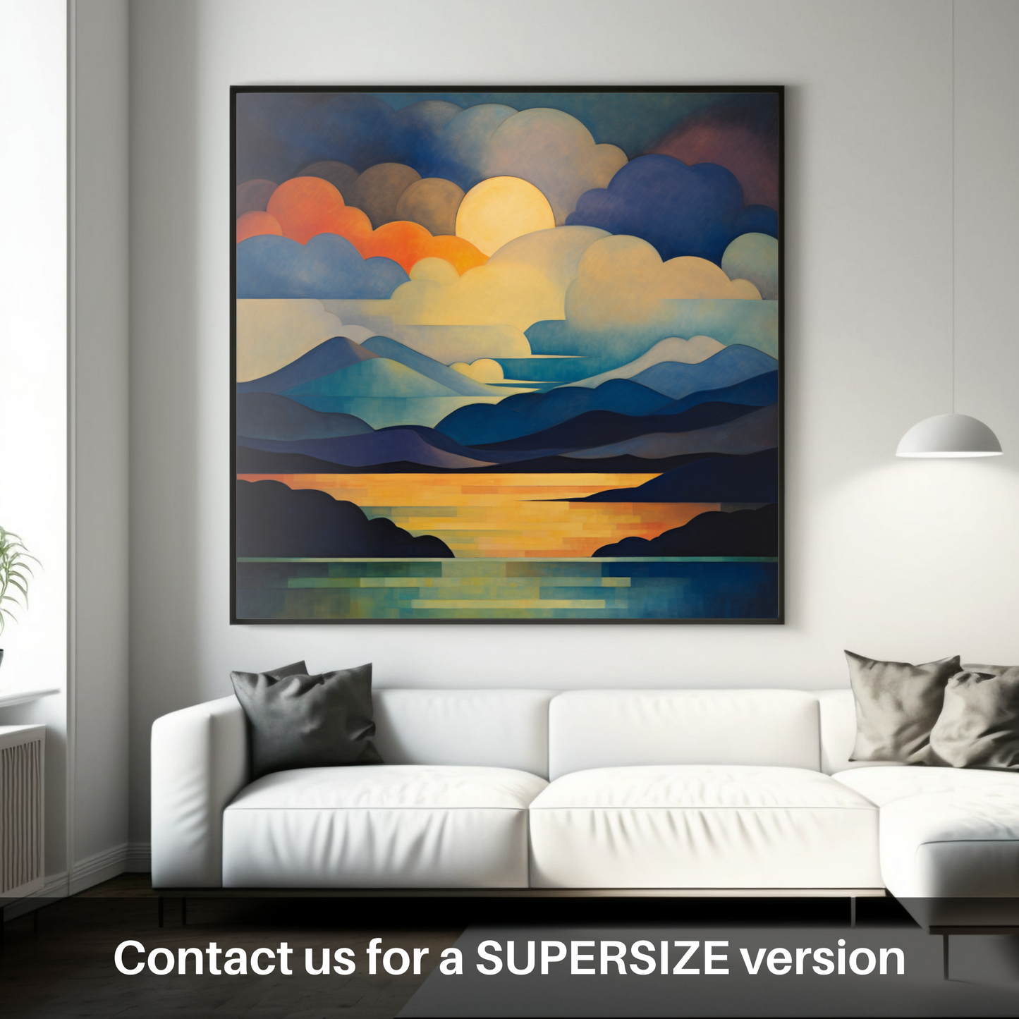 Painting and Art Print of A huge sky above Loch Lomond. Abstract Skies over Loch Lomond.