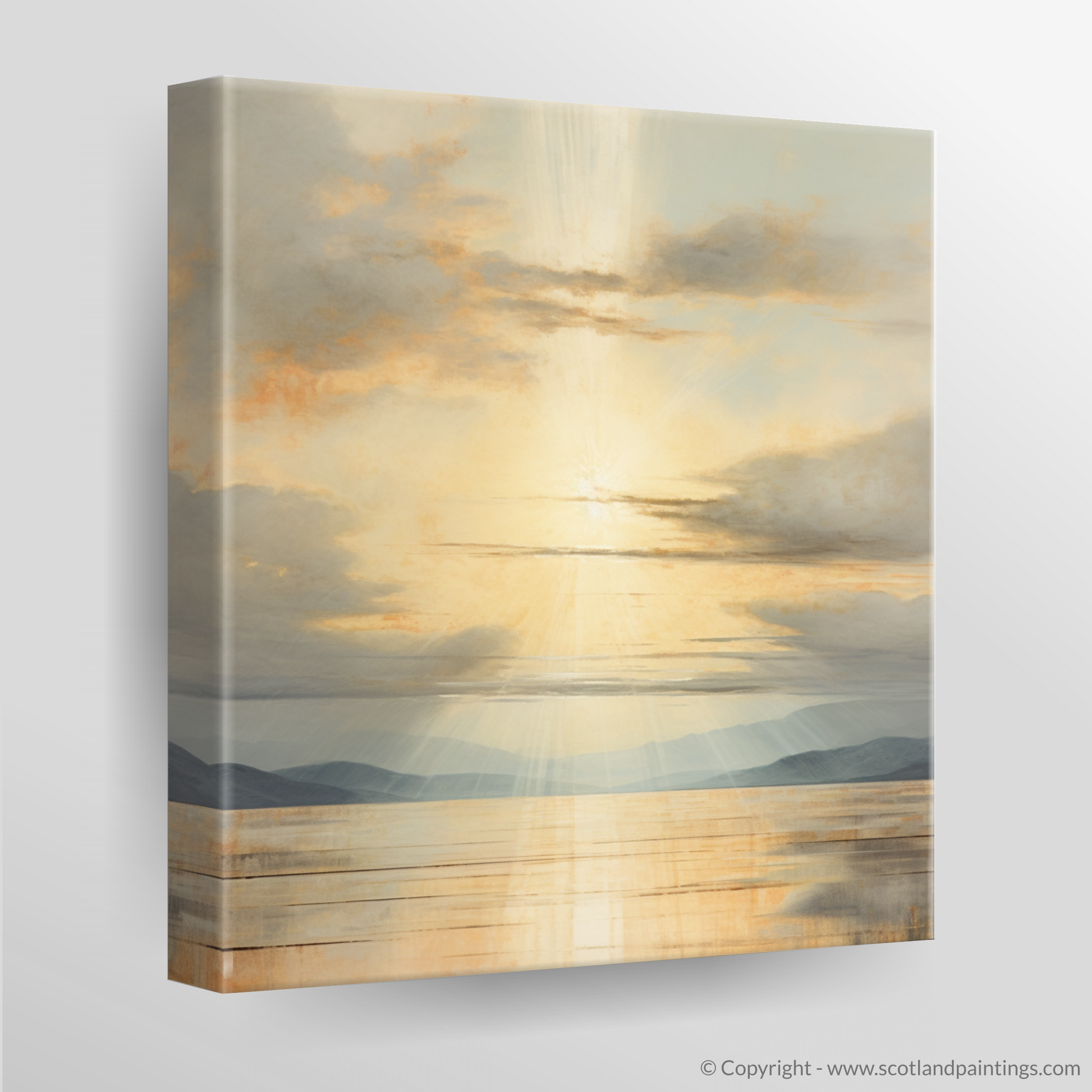 Canvas Print of Sun rays through clouds above Loch Lomond