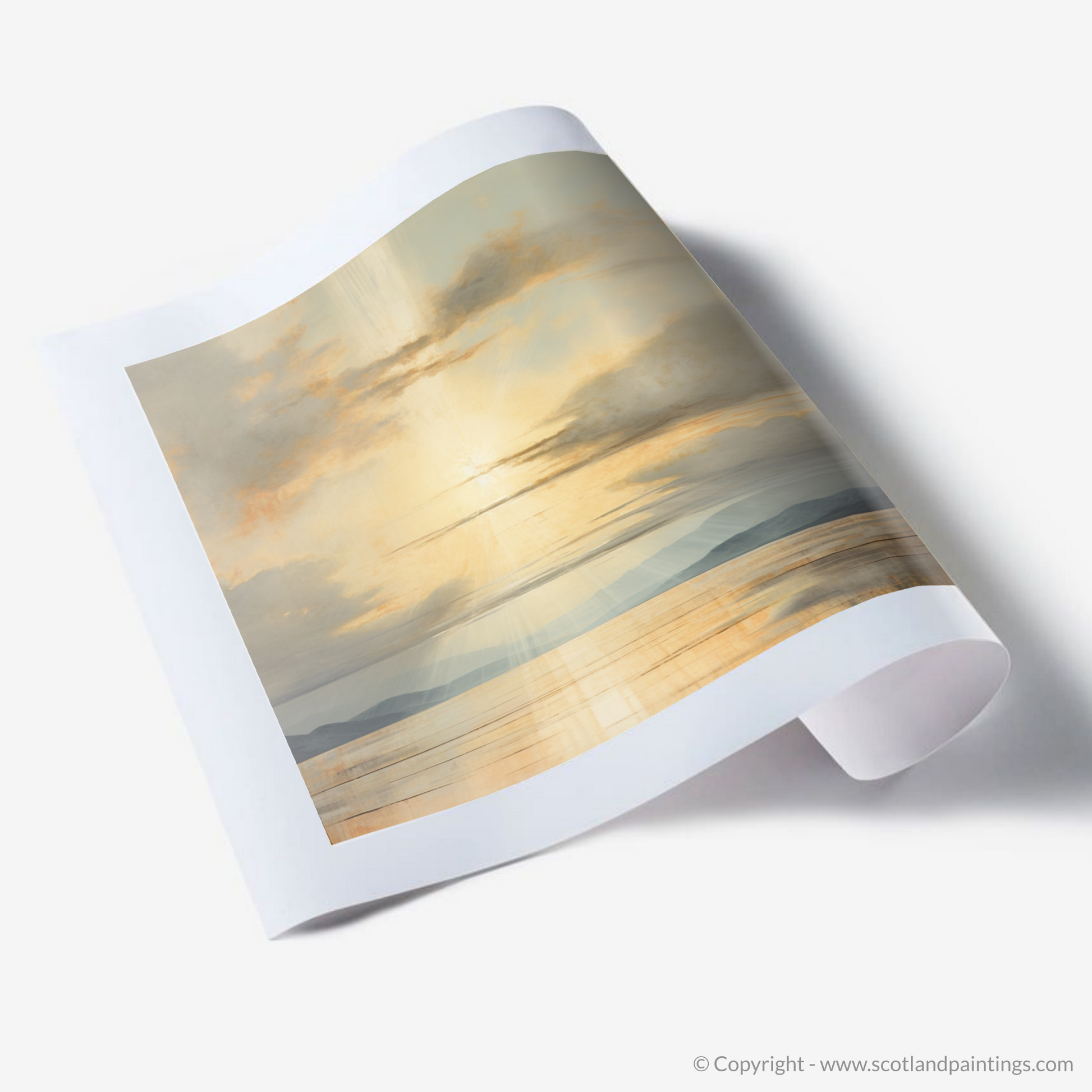 Art Print of Sun rays through clouds above Loch Lomond