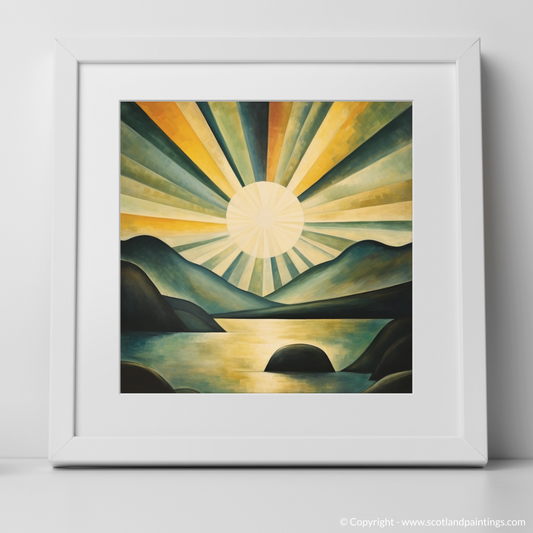 Art Print of Sunbeams on Loch Lomond with a white frame