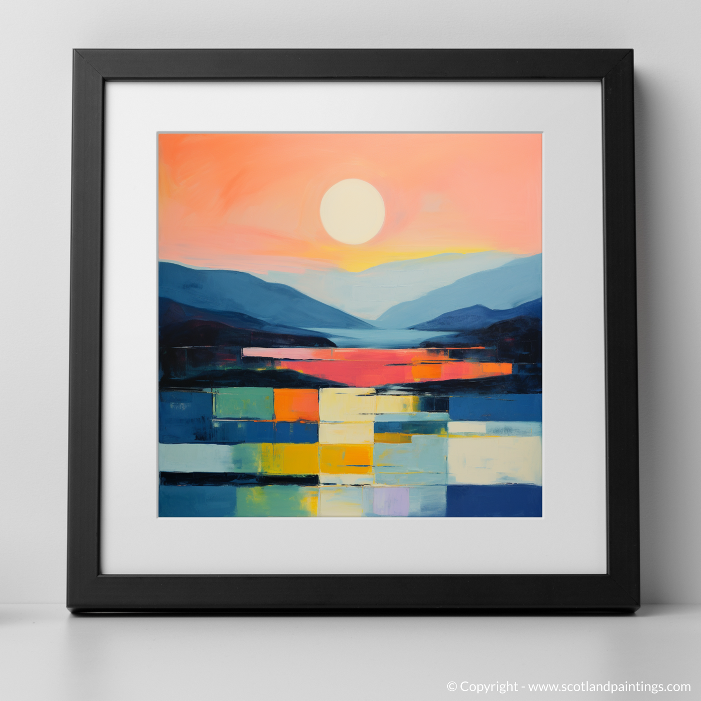 Art Print of Dusk on Loch Lomond with a black frame