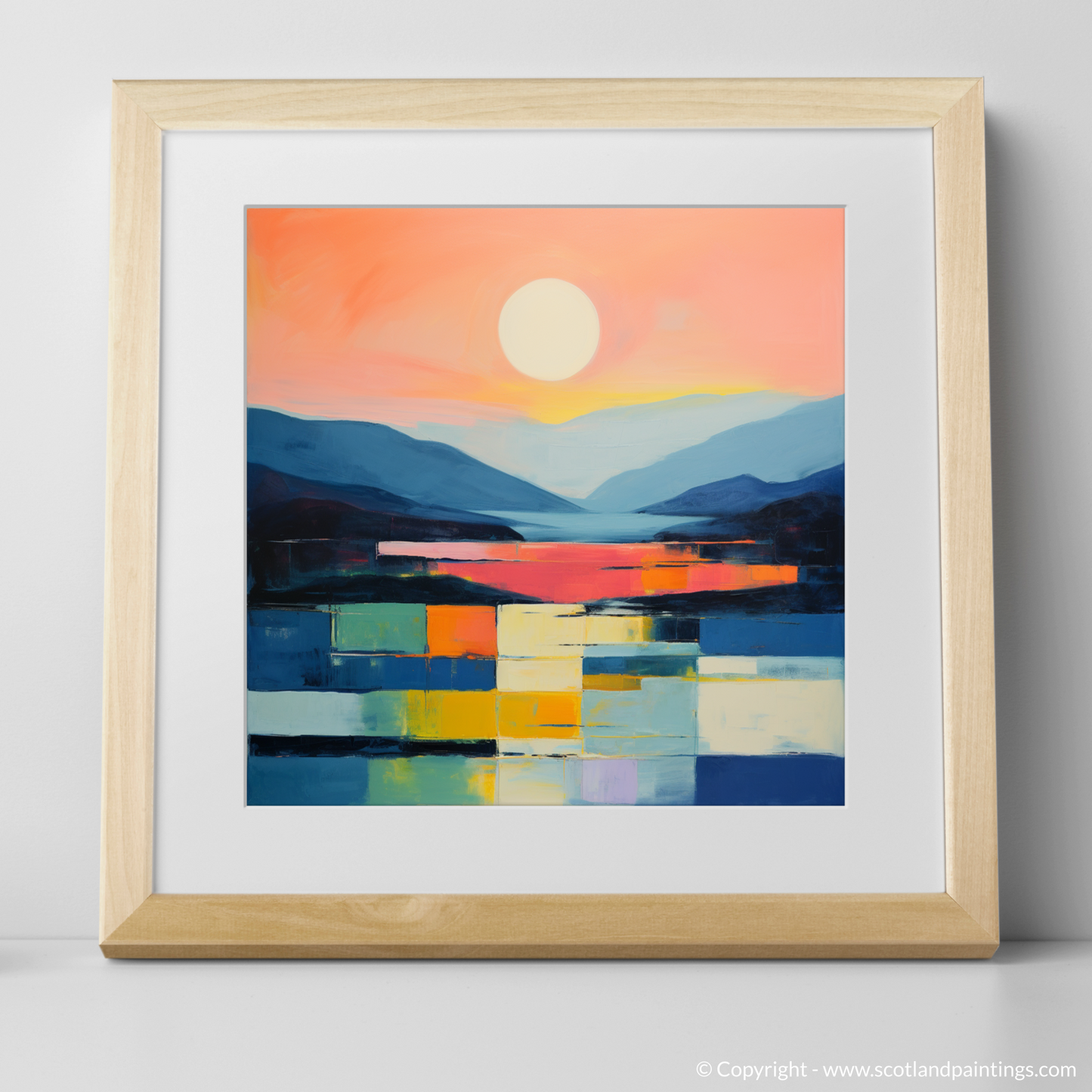 Art Print of Dusk on Loch Lomond with a natural frame