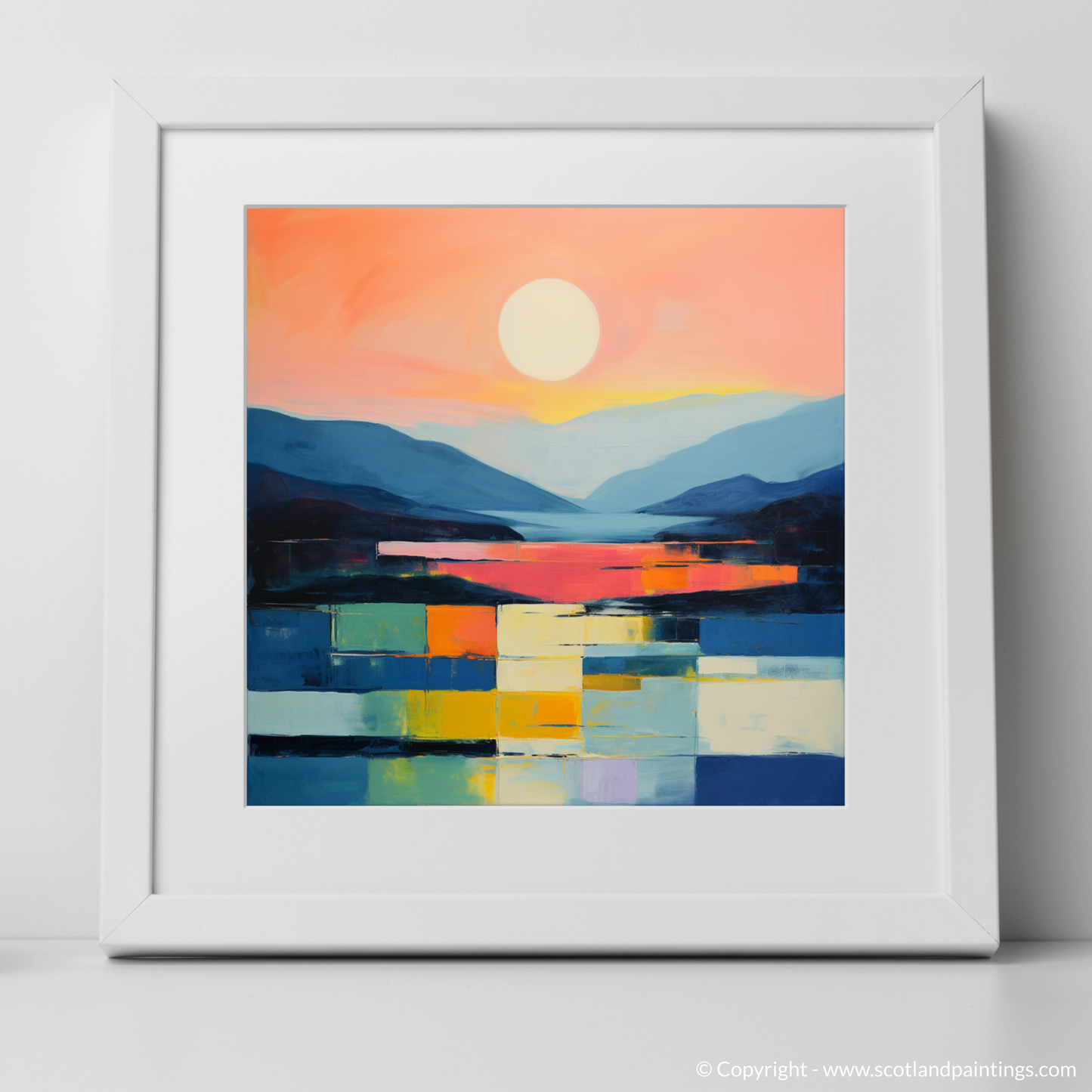 Art Print of Dusk on Loch Lomond with a white frame