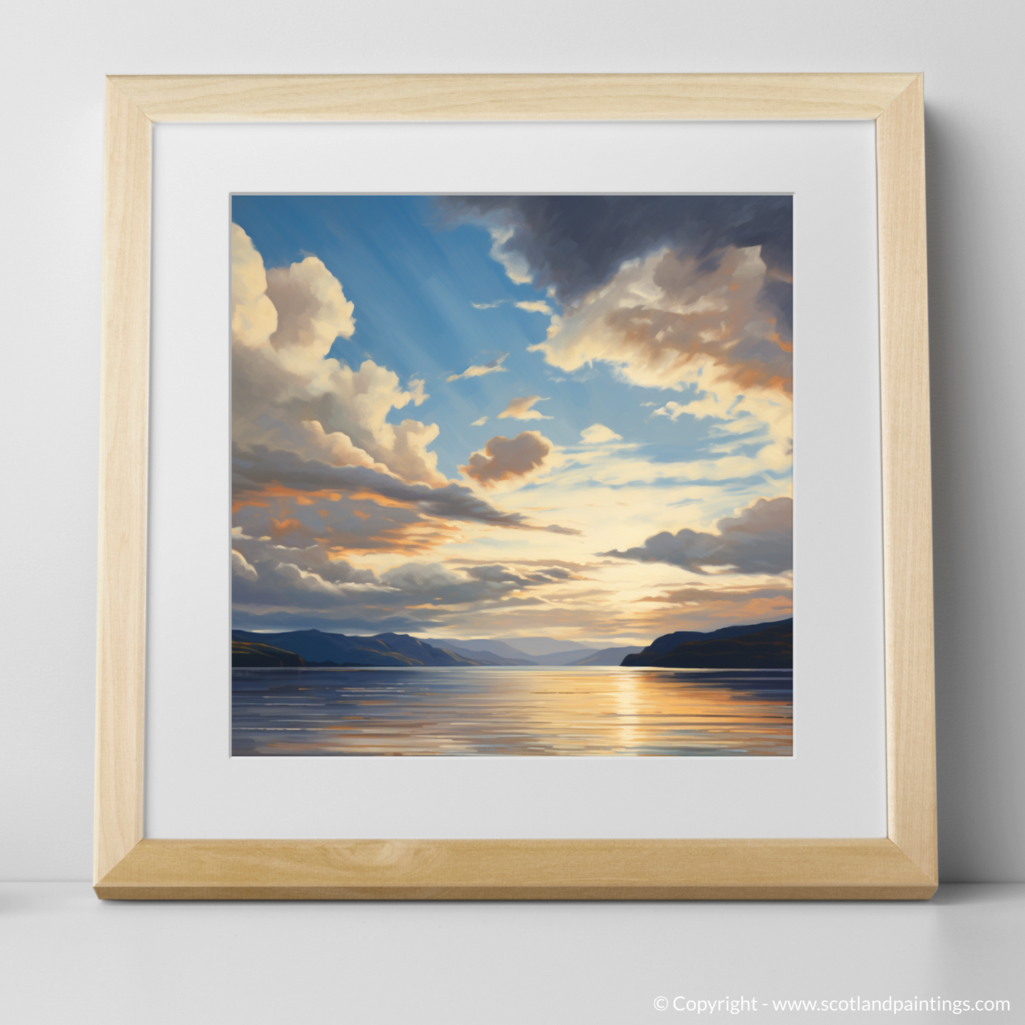 Art Print of A huge sky above Loch Lomond with a natural frame