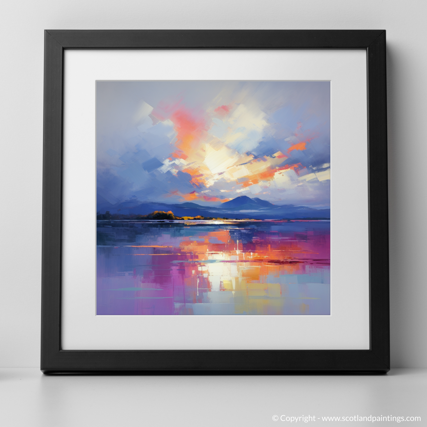 Art Print of A huge sky above Loch Lomond with a black frame