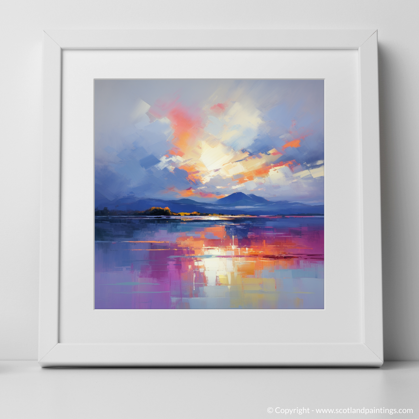 Art Print of A huge sky above Loch Lomond with a white frame