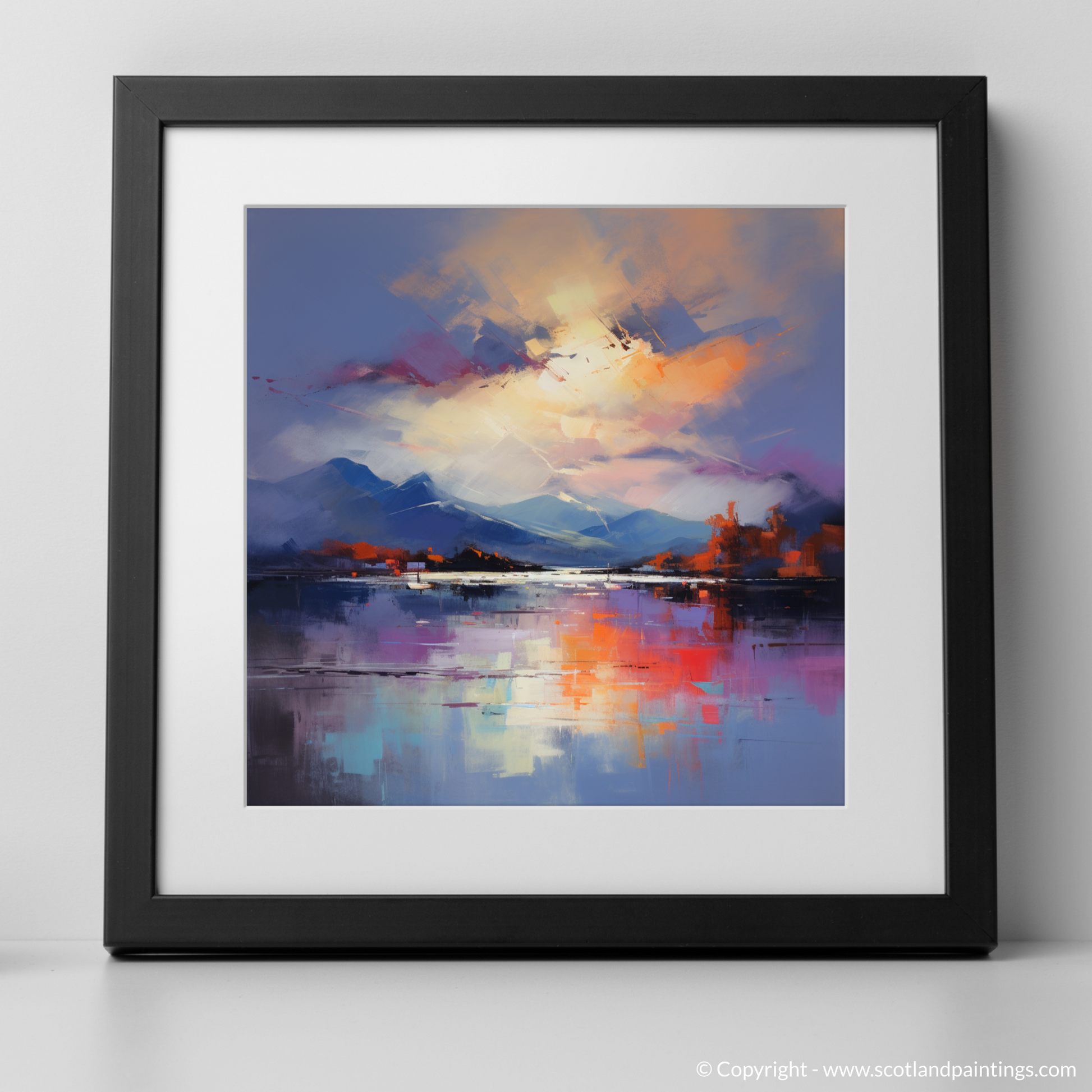 Art Print of A huge sky above Loch Lomond with a black frame