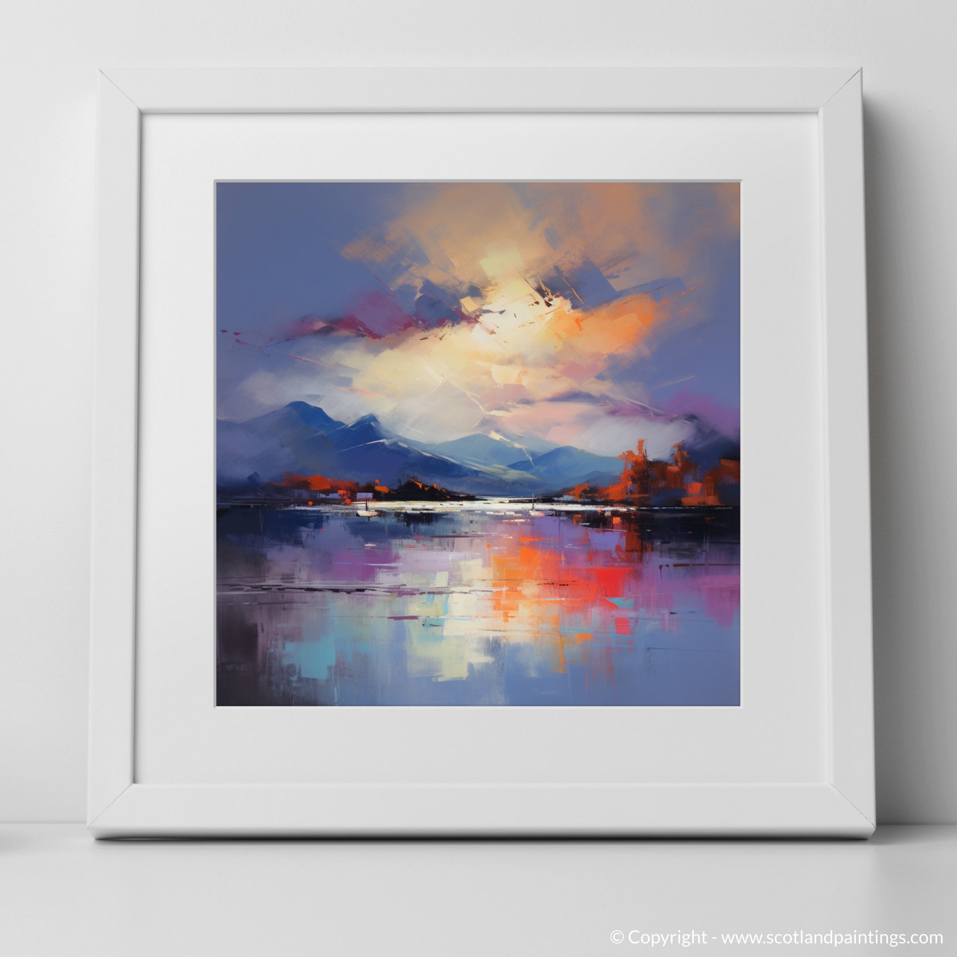 Art Print of A huge sky above Loch Lomond with a white frame