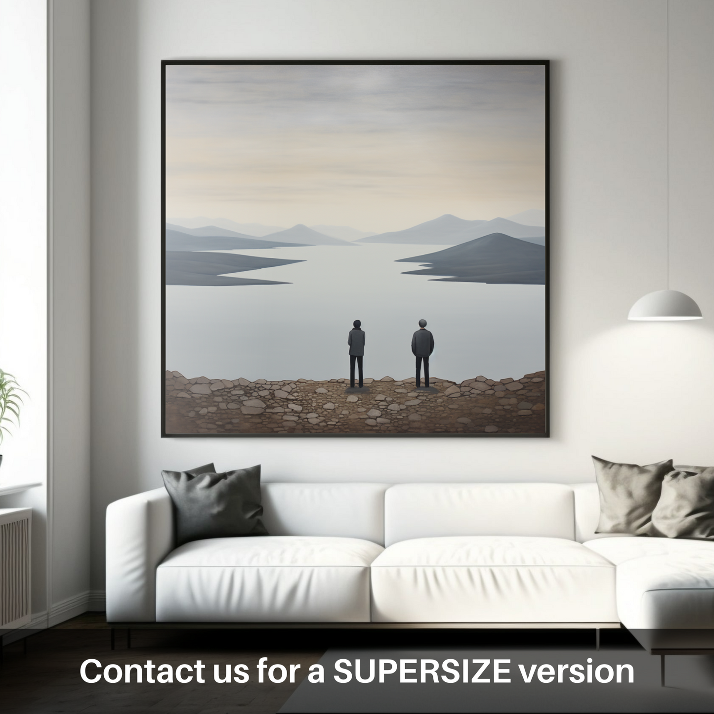 Huge supersize print of Two hikers looking out on Loch Lomond