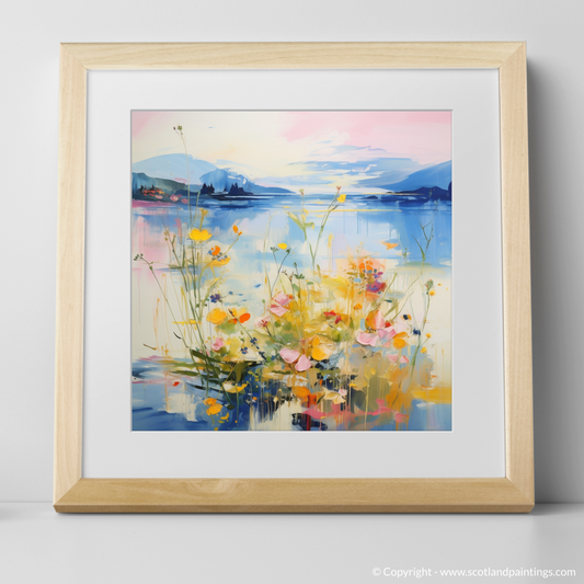 Art Print of Wildflowers by Loch Lomond with a natural frame