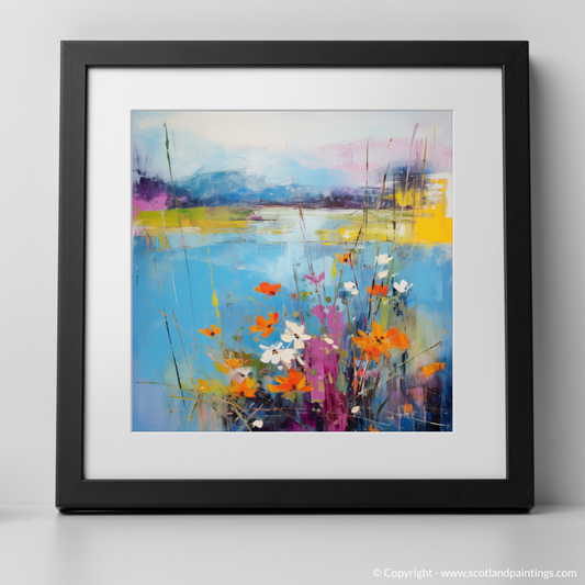 Art Print of Wildflowers by Loch Lomond with a black frame