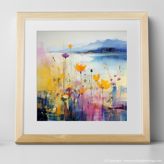 Art Print of Wildflowers by Loch Lomond with a natural frame