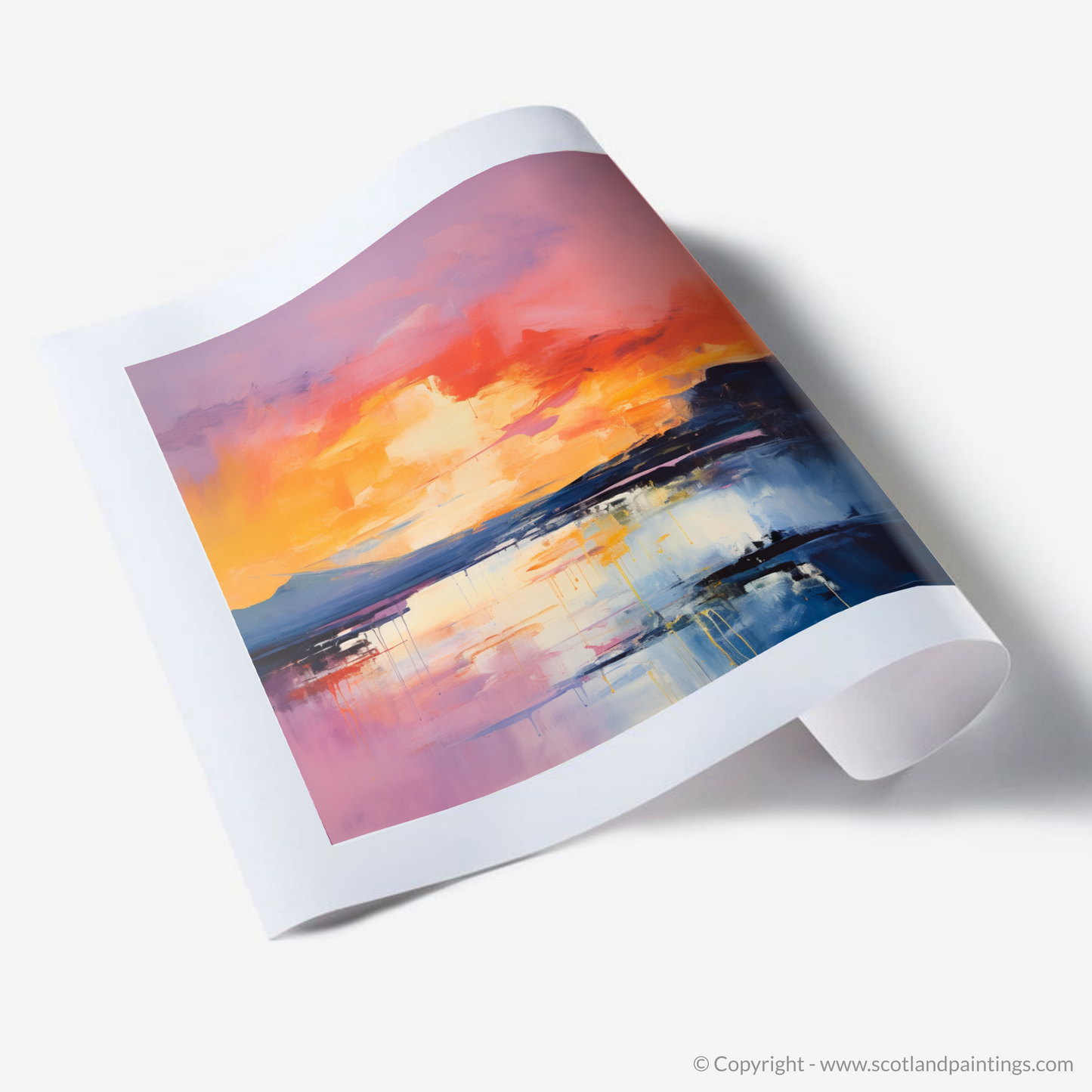 Painting and Art Print of Sunset over Loch Lomond. Sunset Serenade over Loch Lomond.