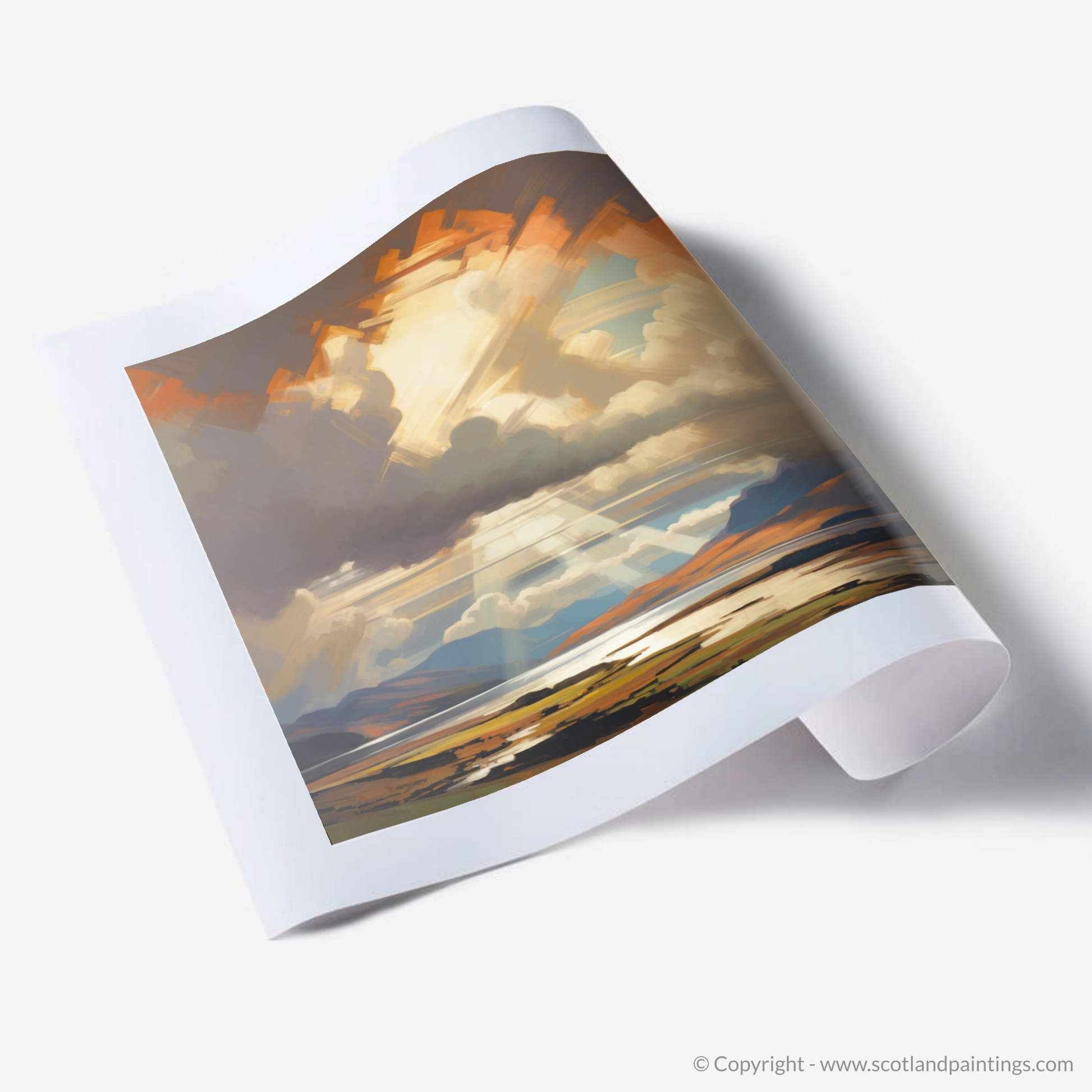 Art Print of Sun rays through clouds above Loch Lomond