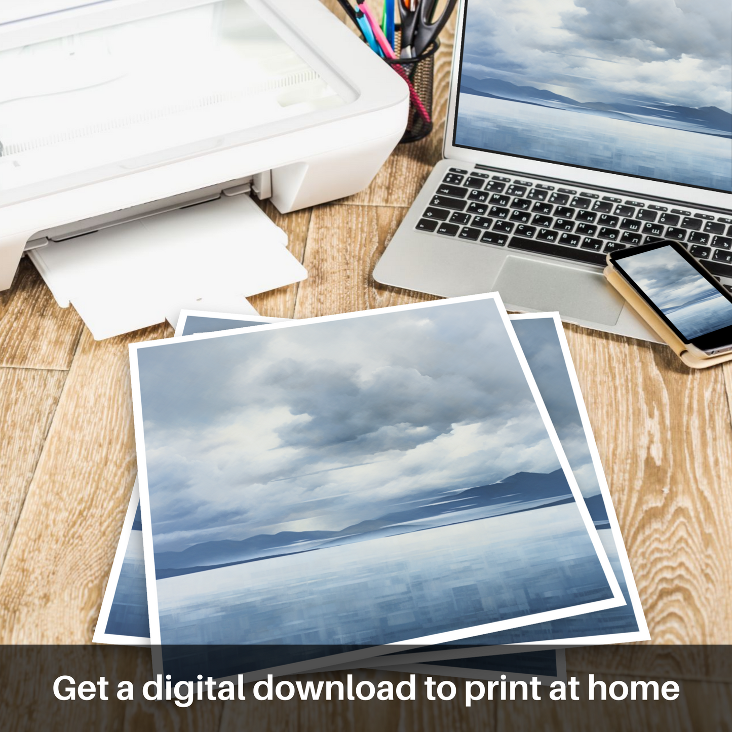 Downloadable and printable picture of Storm clouds above Loch Lomond