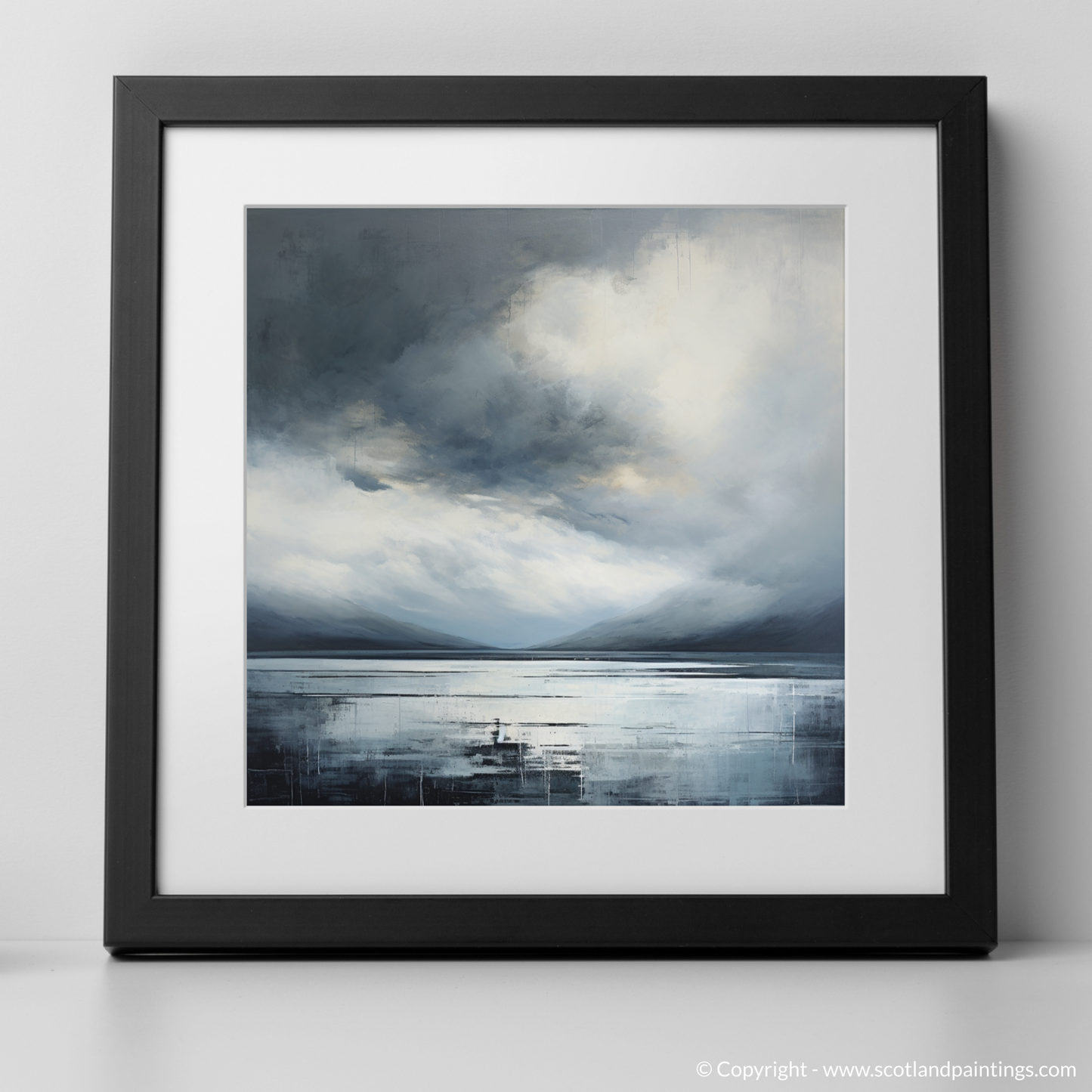 Art Print of Storm clouds above Loch Lomond with a black frame