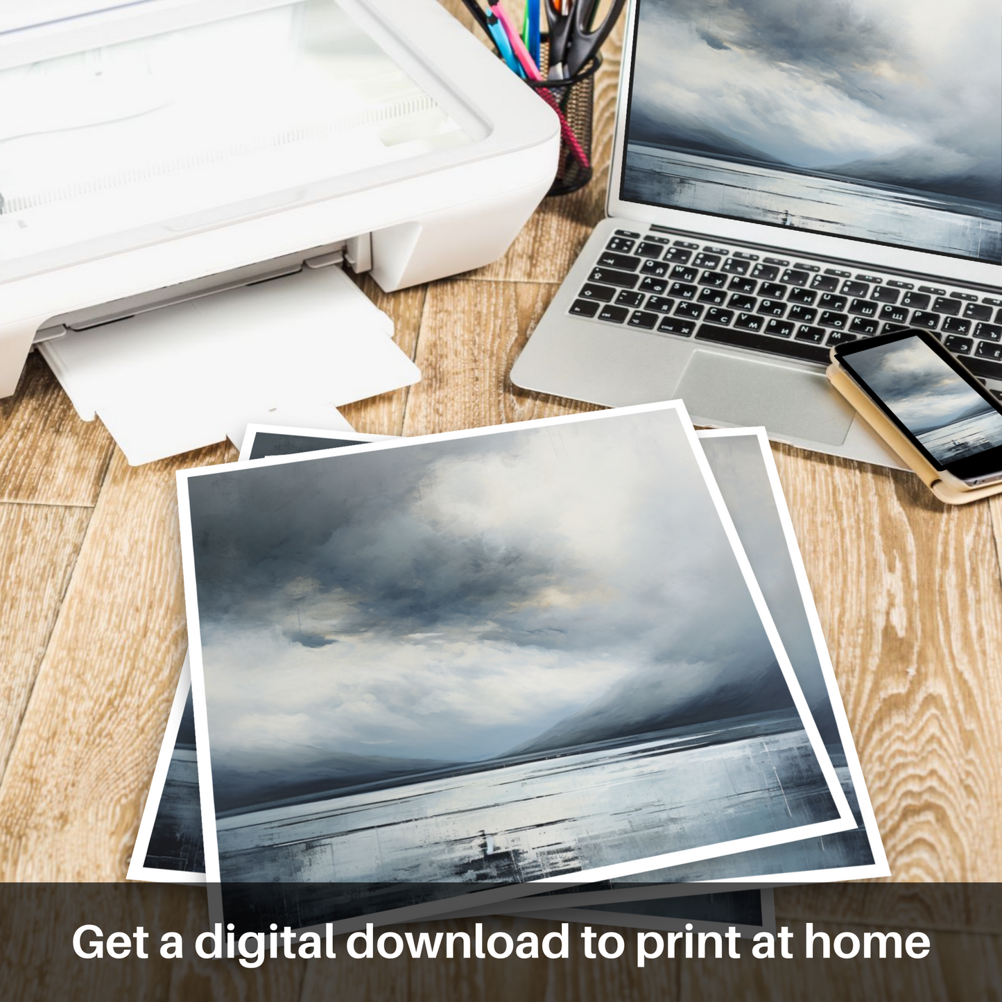 Downloadable and printable picture of Storm clouds above Loch Lomond