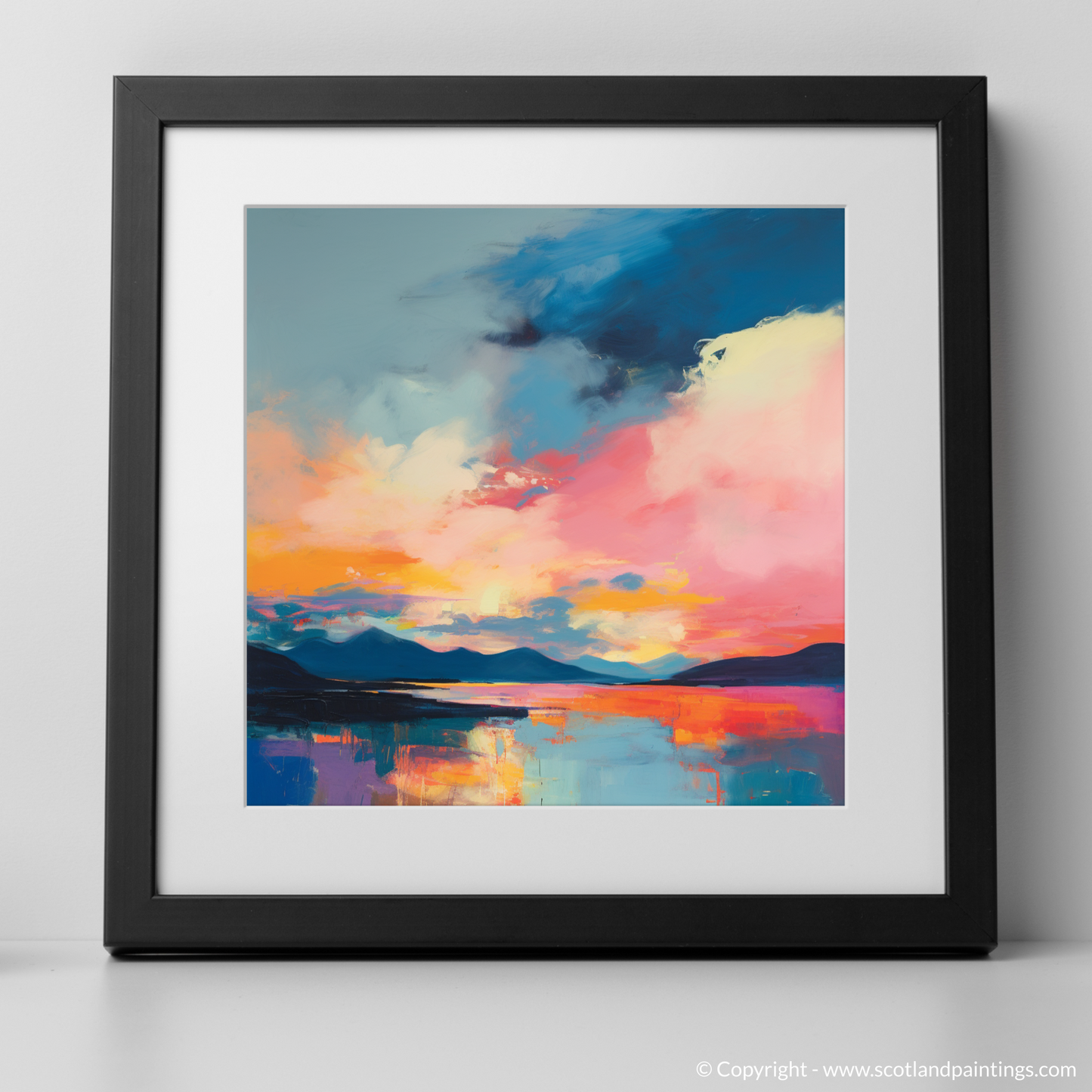 Art Print of A huge sky above Loch Lomond with a black frame