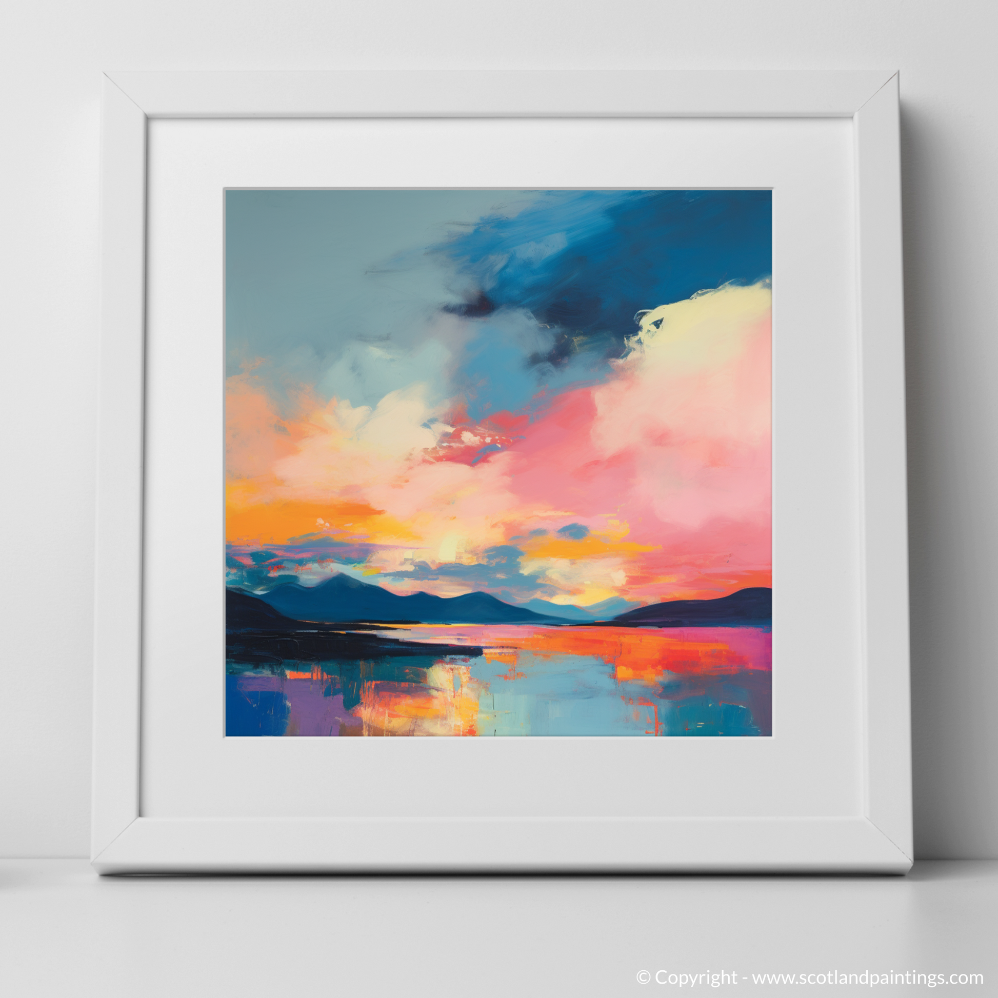 Art Print of A huge sky above Loch Lomond with a white frame