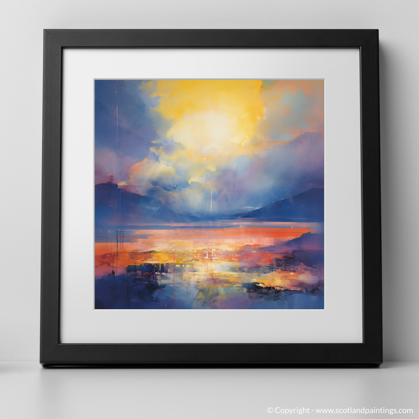 Painting and Art Print of Crepuscular rays above Loch Lomond. Crepuscular Radiance over Loch Lomond.